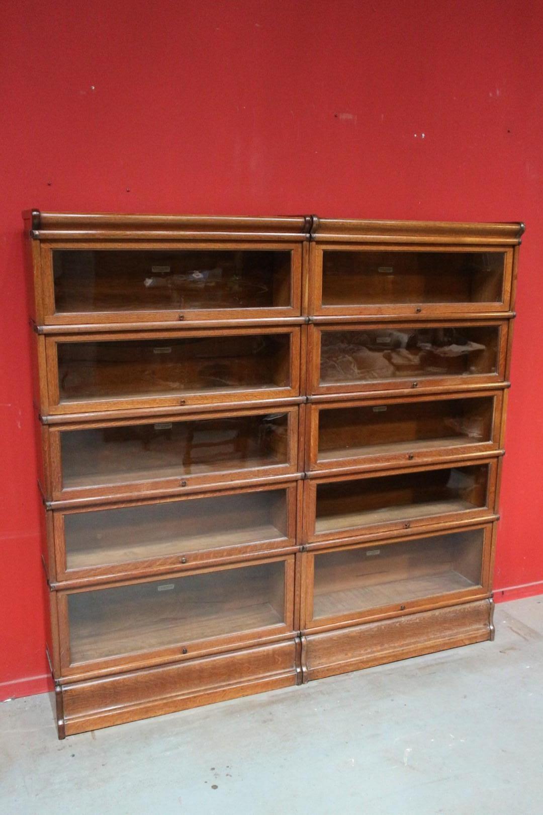 British Antique Oak Globe Wernicke Bookcase