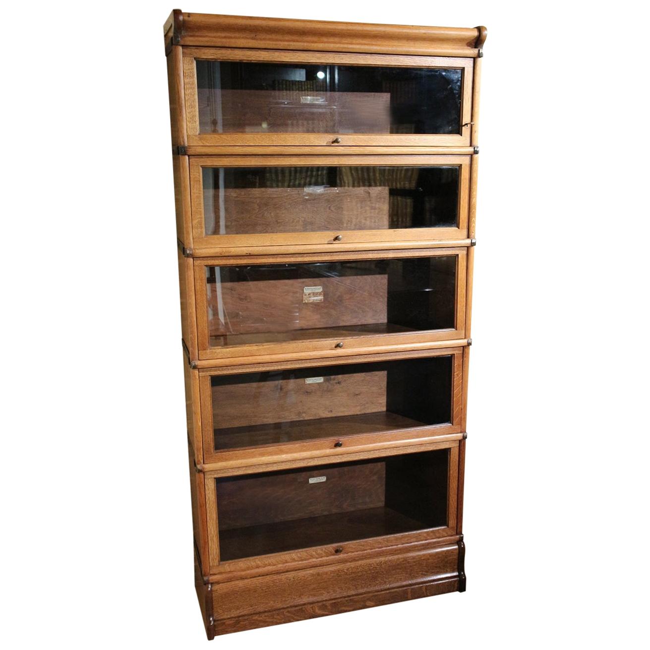 Antique Oak Globe Wernicke Bookcase at 1stDibs