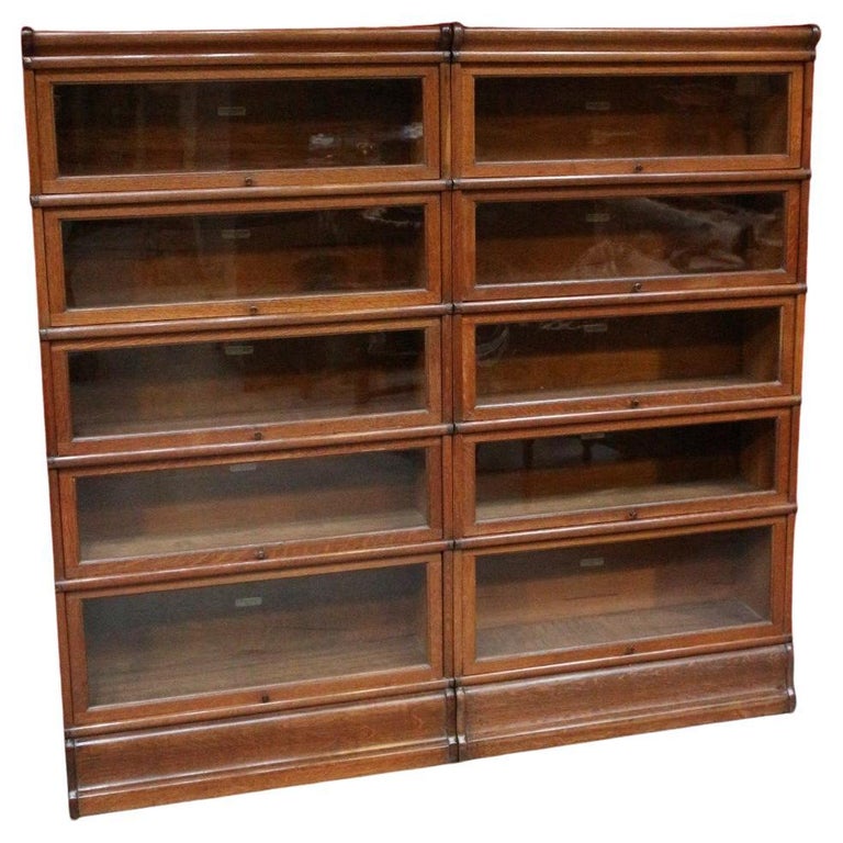 Antique Oak Globe Wernicke Bookcase For Sale at 1stDibs