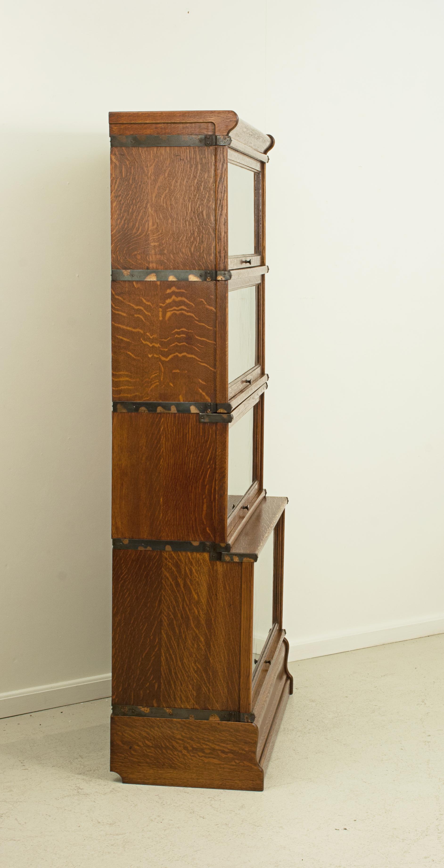 Early 20th Century Antique Oak Globe Wernicke Bookcase with Glazed Doors in Four Sections