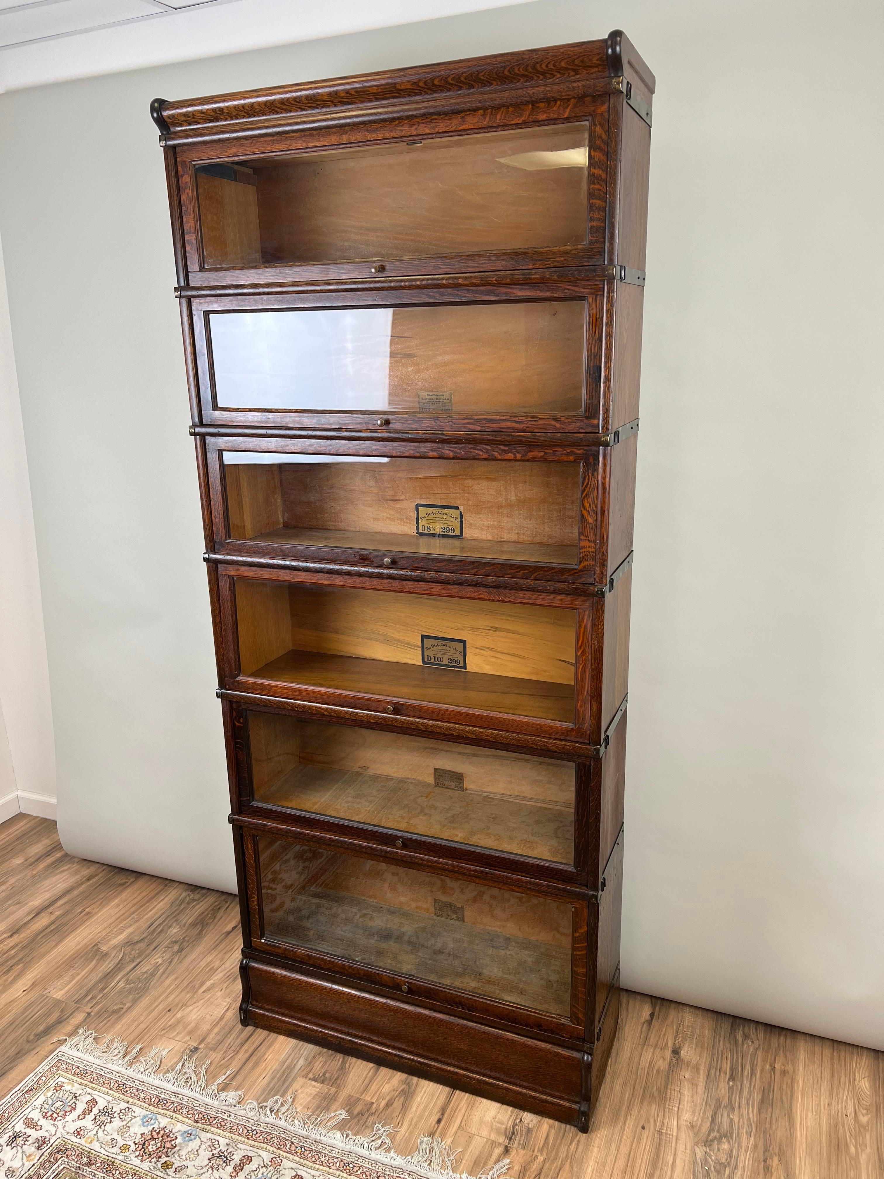 Arts and Crafts Antique Oak Globe-Wernicke Six Stack Barrister Bookcase Grade 299 Size D