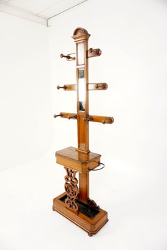 Antique Oak Gothic Hall Stand, Coat Rack, Umbrella Stand, Scotland 1880, H384
