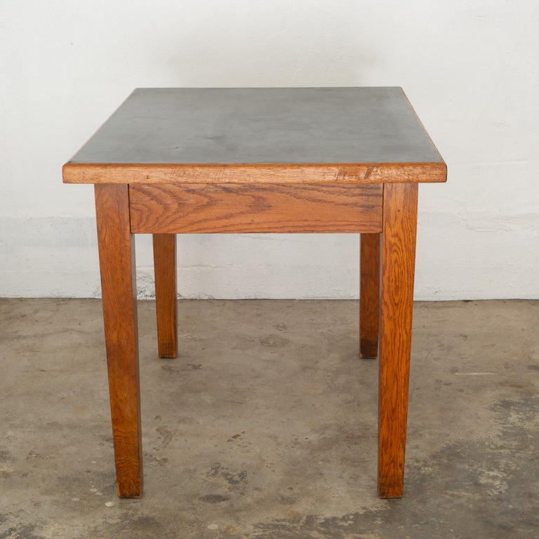 Antique Oak "GunnLino Top" Desk with Inlaid Black Linoleum ...