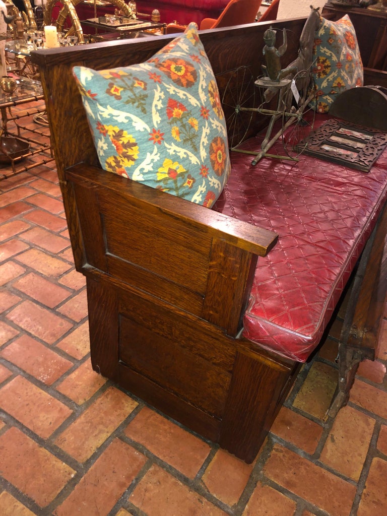 Antique Oak Hall Bench with Cushions and Storage at 1stDibs antique