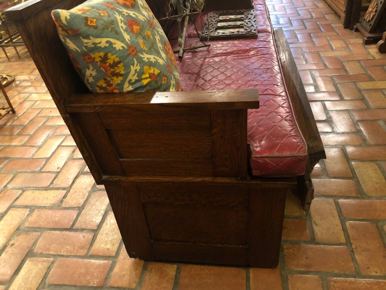 Antique Oak Hall Bench with Cushions and Storage at 1stDibs antique