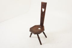 Antique Oak Hall Chair, Arts & Crafts Spinning Chair, Scotland 1890, H1113