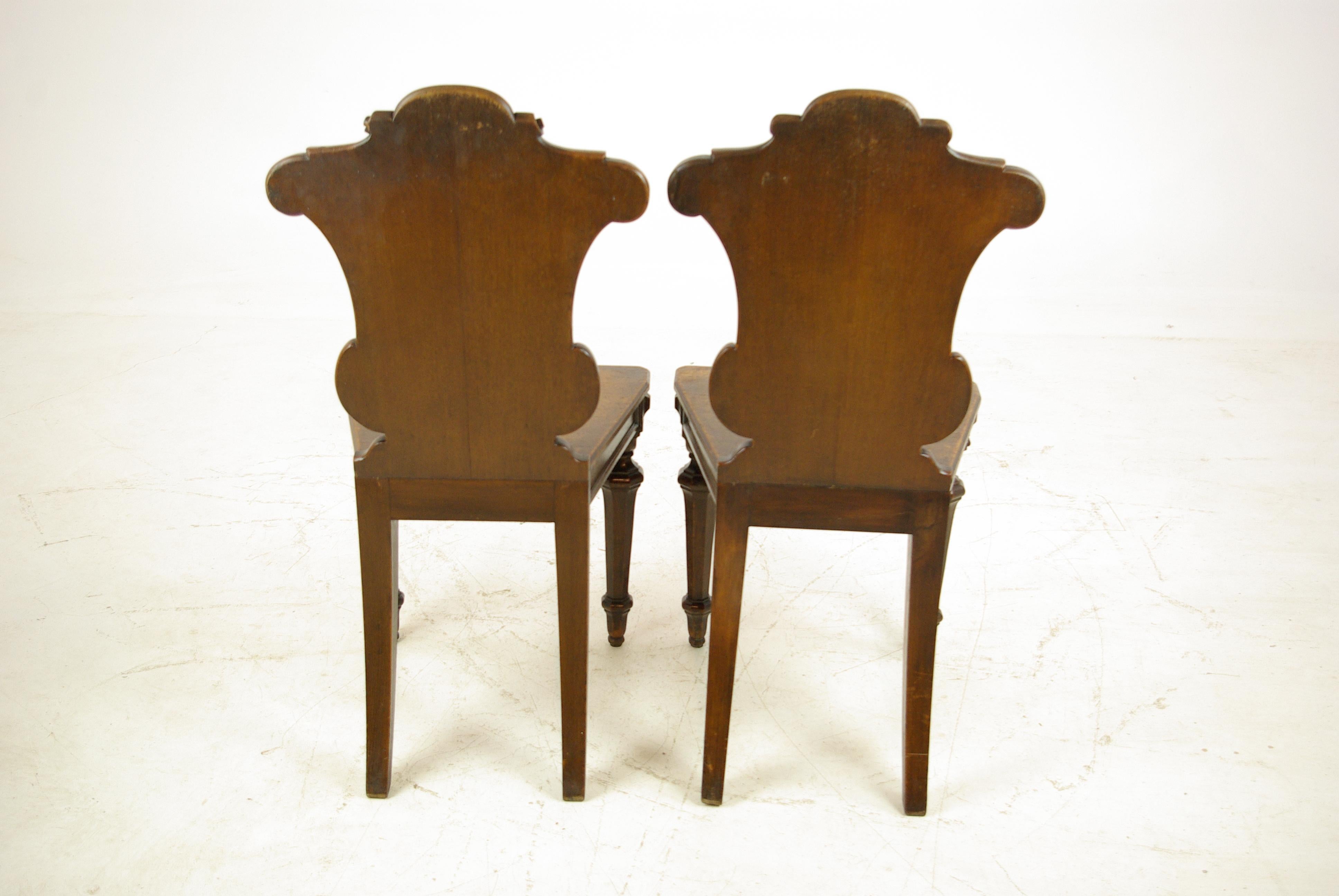 Antique Oak Hall Chairs, Regency Hall Chairs, Scotland, 1820, B1089 4
