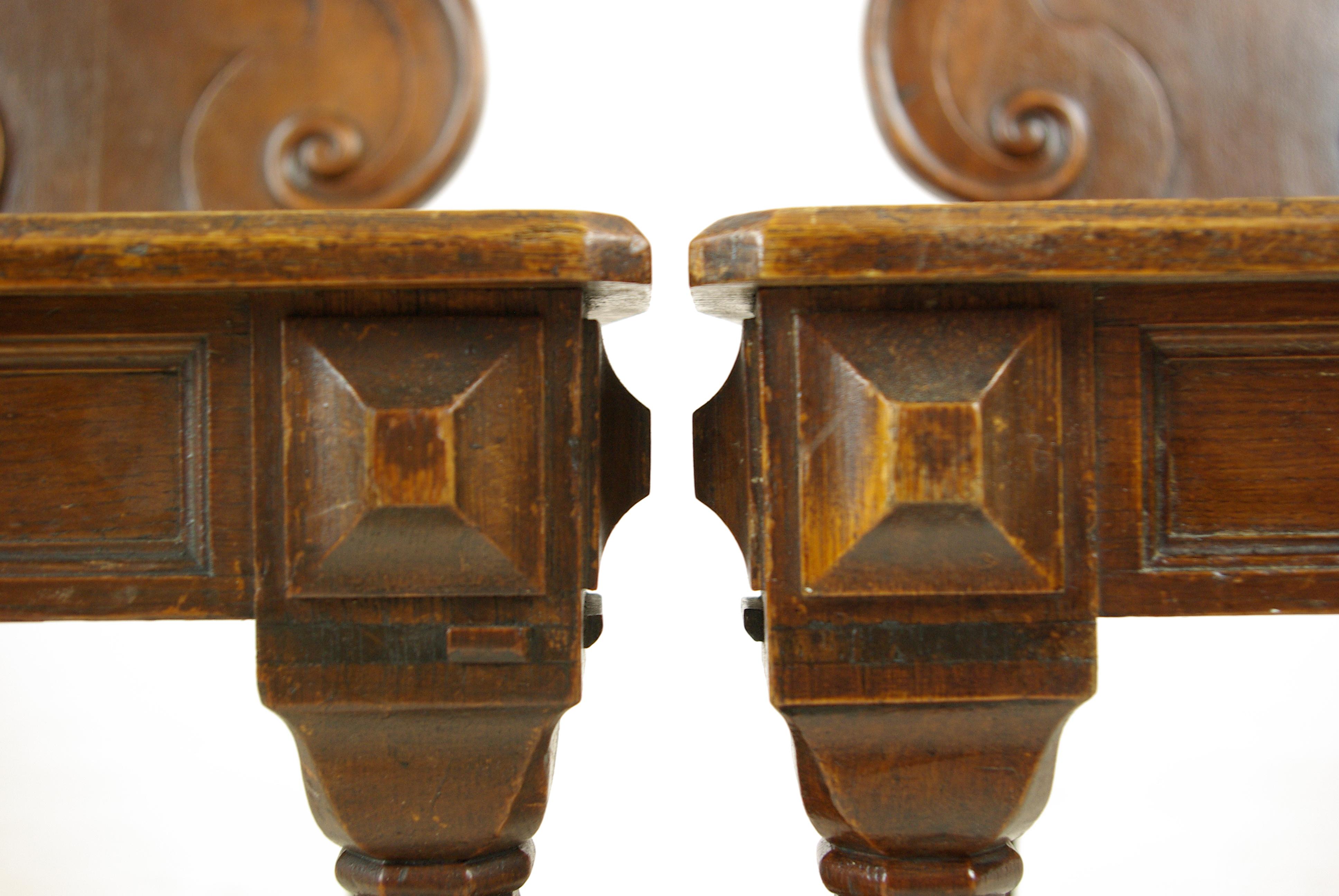 Antique Oak Hall Chairs, Regency Hall Chairs, Scotland, 1820, B1089 In Excellent Condition In Vancouver, BC