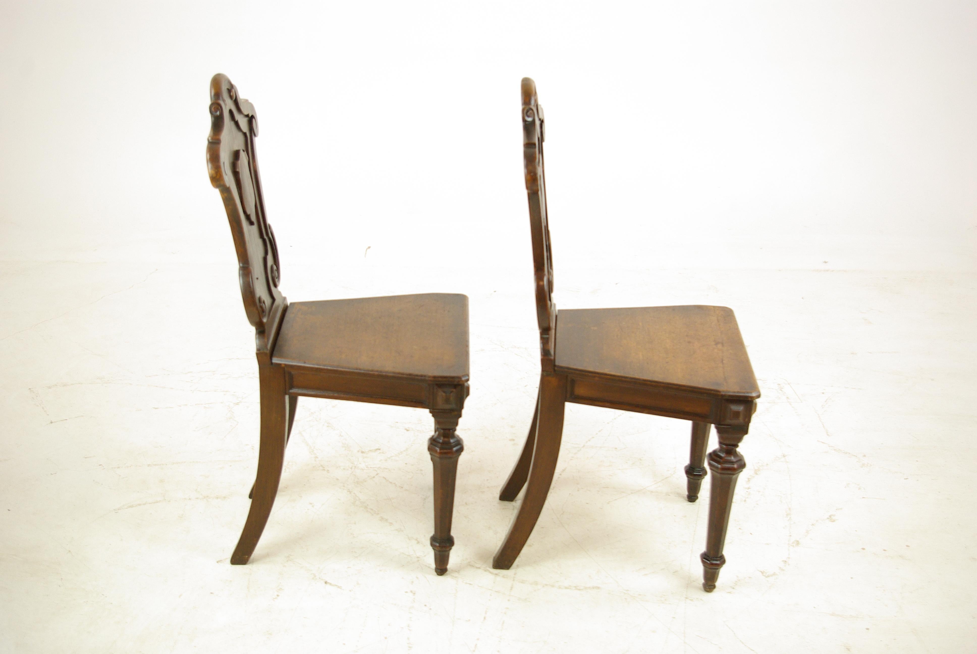 Antique Oak Hall Chairs, Regency Hall Chairs, Scotland, 1820, B1089 1