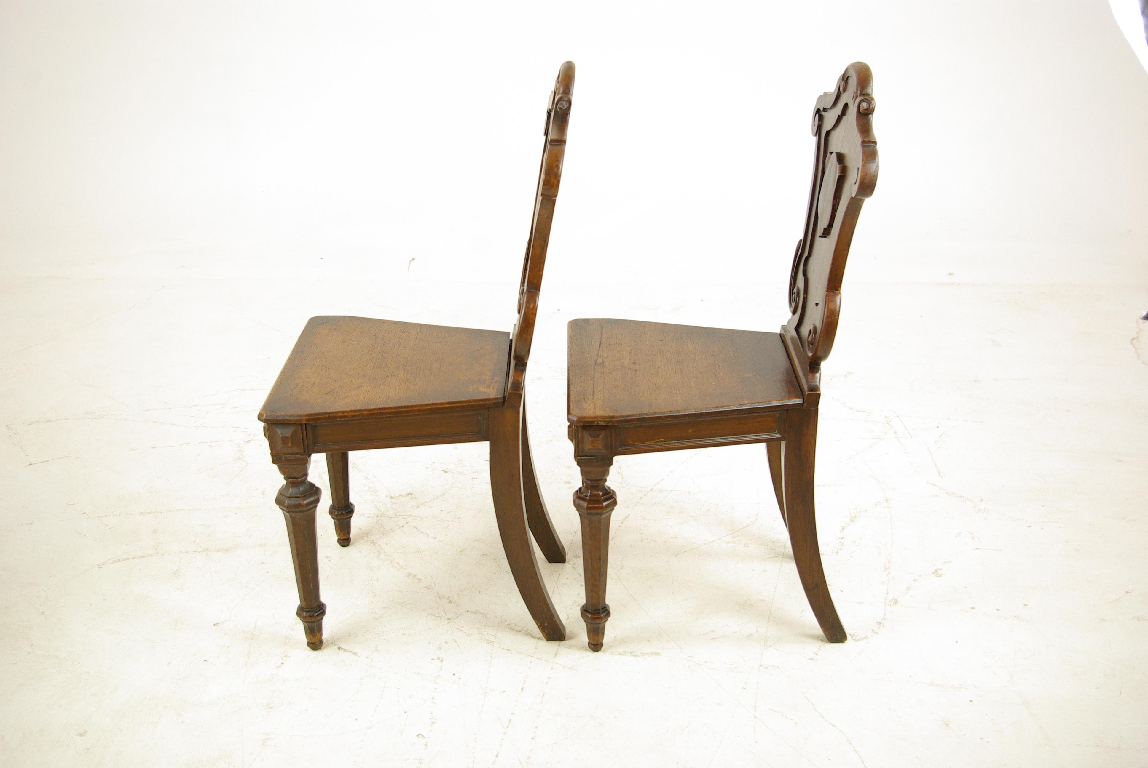 Antique Oak Hall Chairs, Regency Hall Chairs, Scotland, 1820, B1089 2
