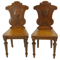 Antique Oak Hall Chairs, Regency Hall Chairs, Scotland, 1820, B1089