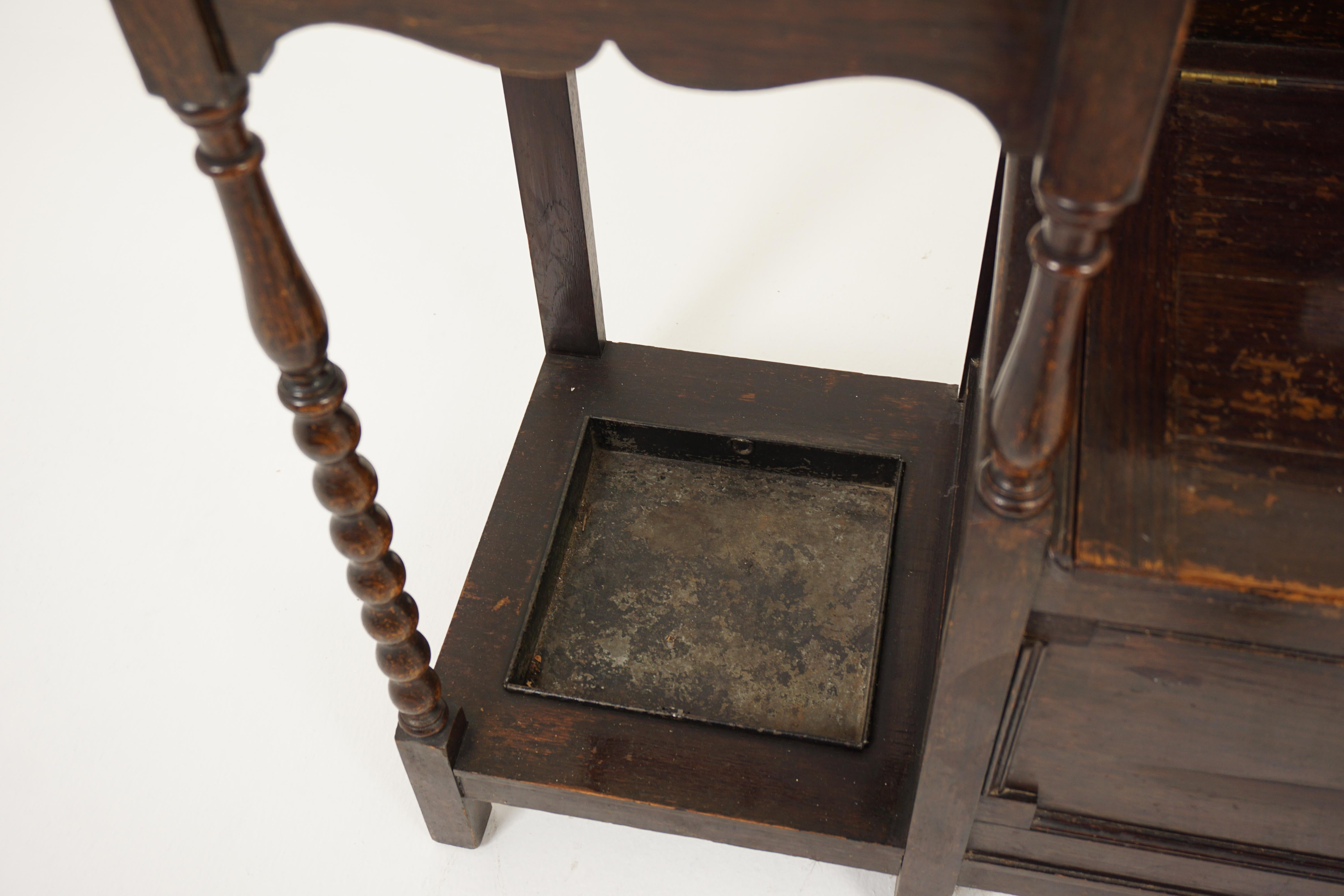 Early 20th Century Antique Oak Hall Seat, Bench with a Stitch Stand, Scotland 1910, H1064