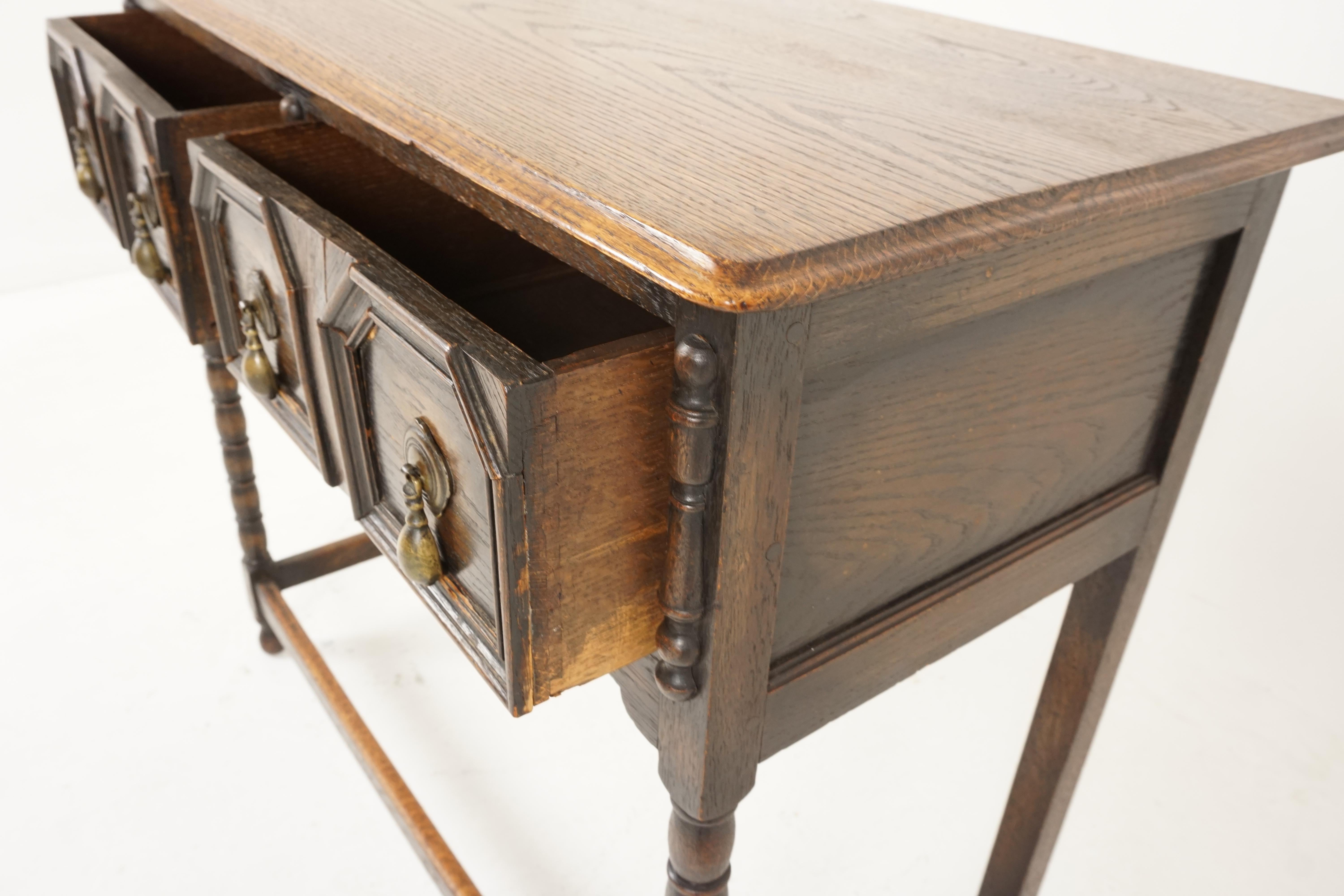 Scottish Antique Oak Hall Table, Lamp or Side Table, Scotland, 1920, B2223