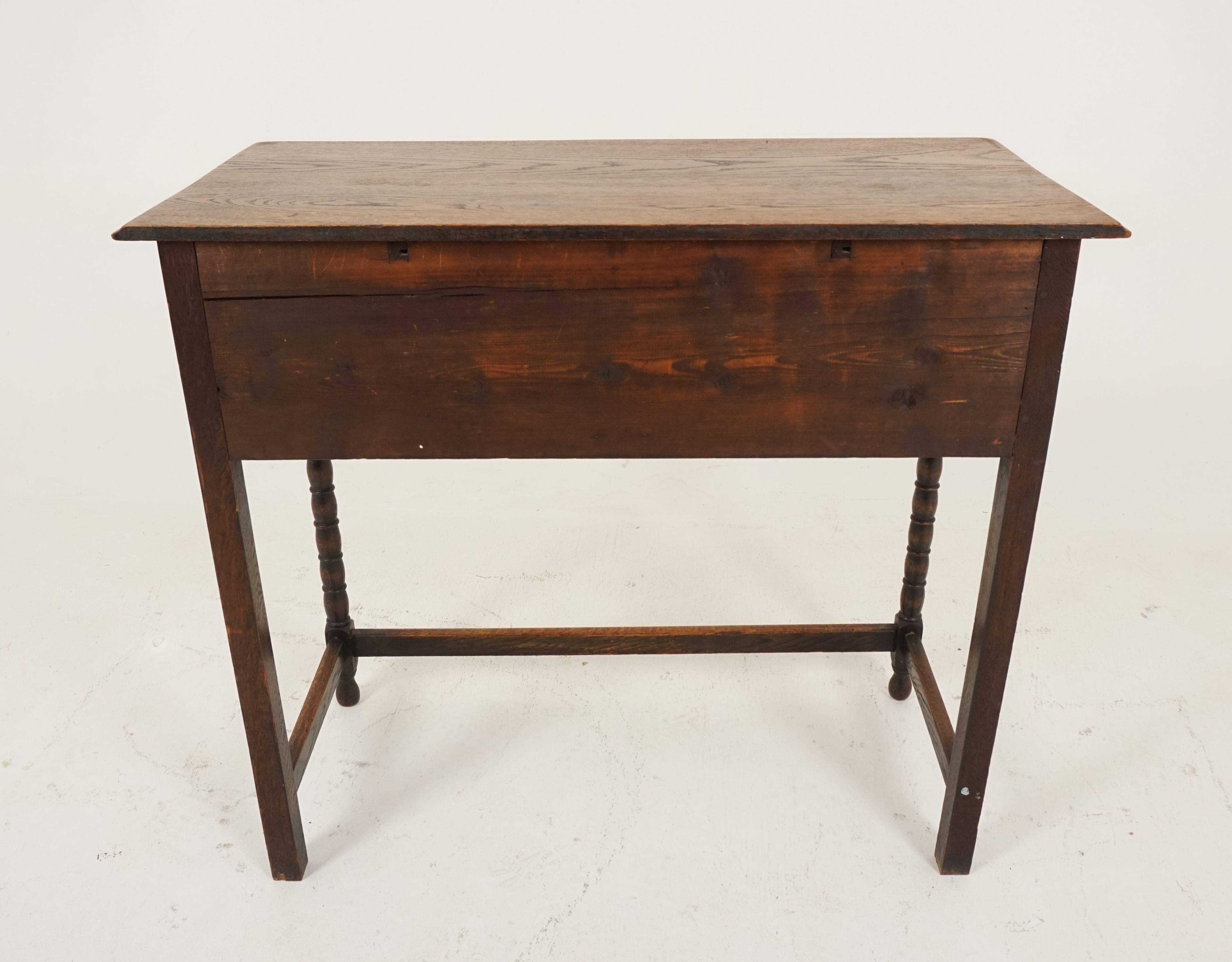 Antique Oak Hall Table, Lamp or Side Table, Scotland, 1920, B2223 3