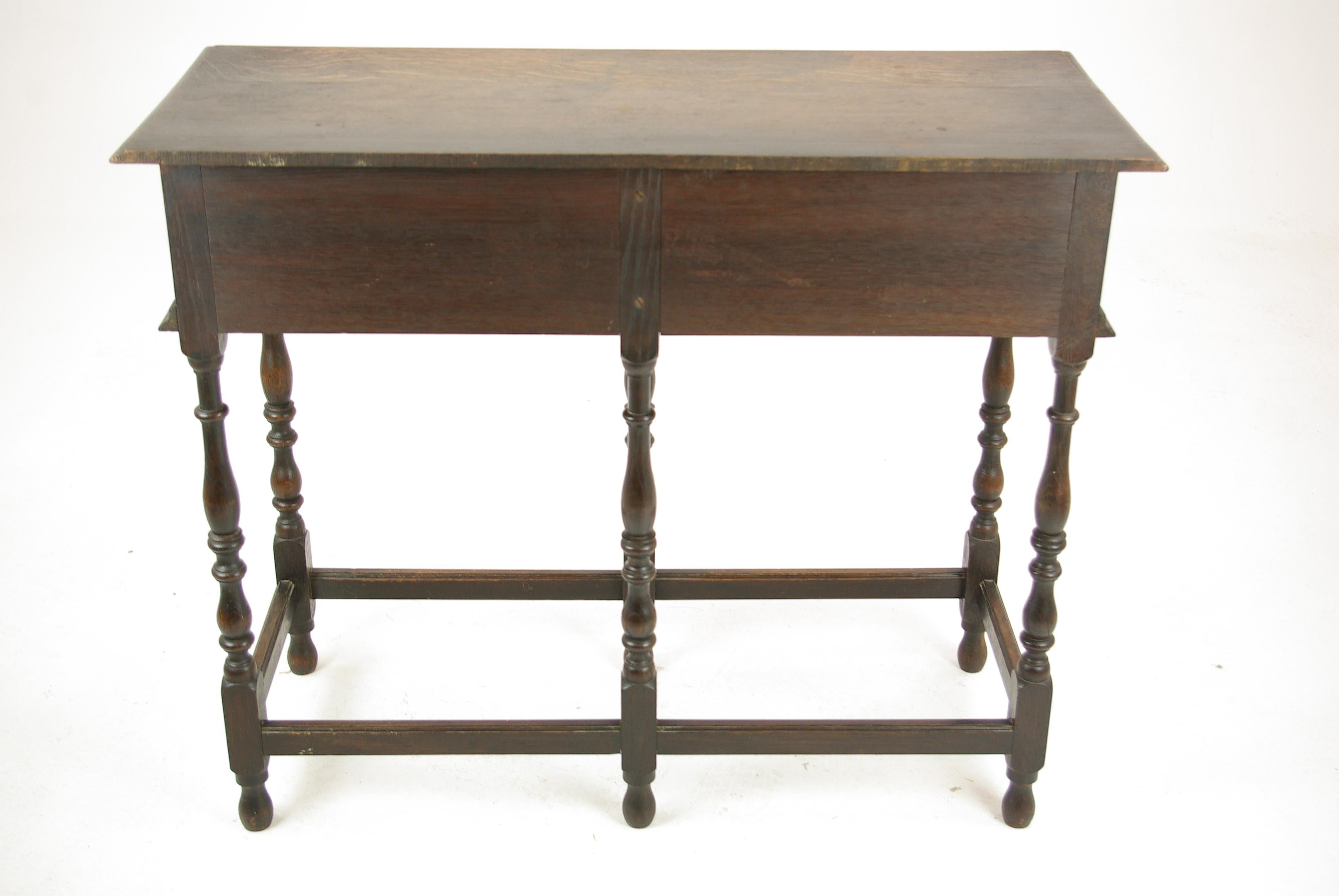 Antique Oak Hall Table, Serving Table, Dresser Table, Tiger Oak, 1920, B1249 3