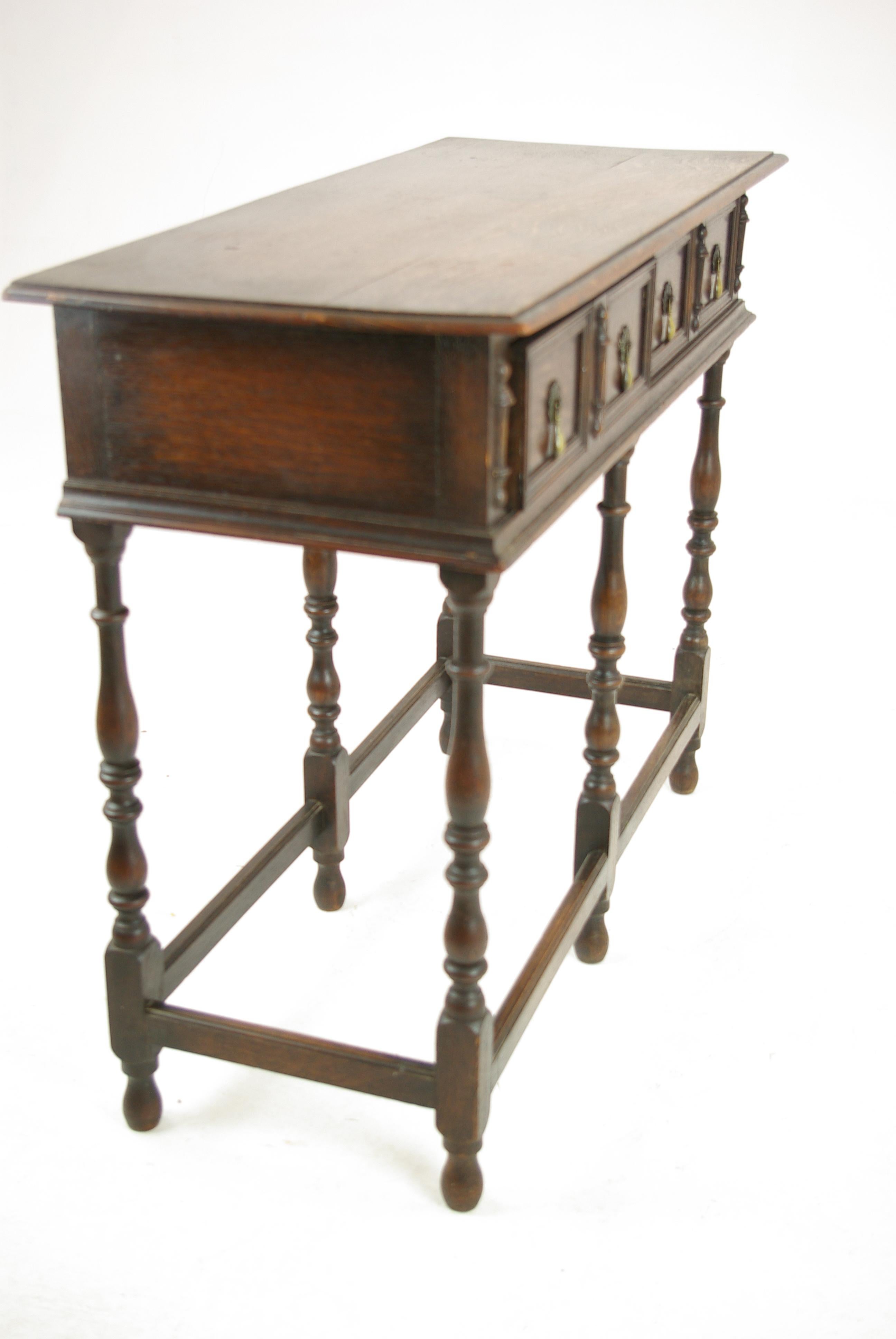 Antique Oak Hall Table, Serving Table, Dresser Table, Tiger Oak, 1920, B1249 (Schottisch)