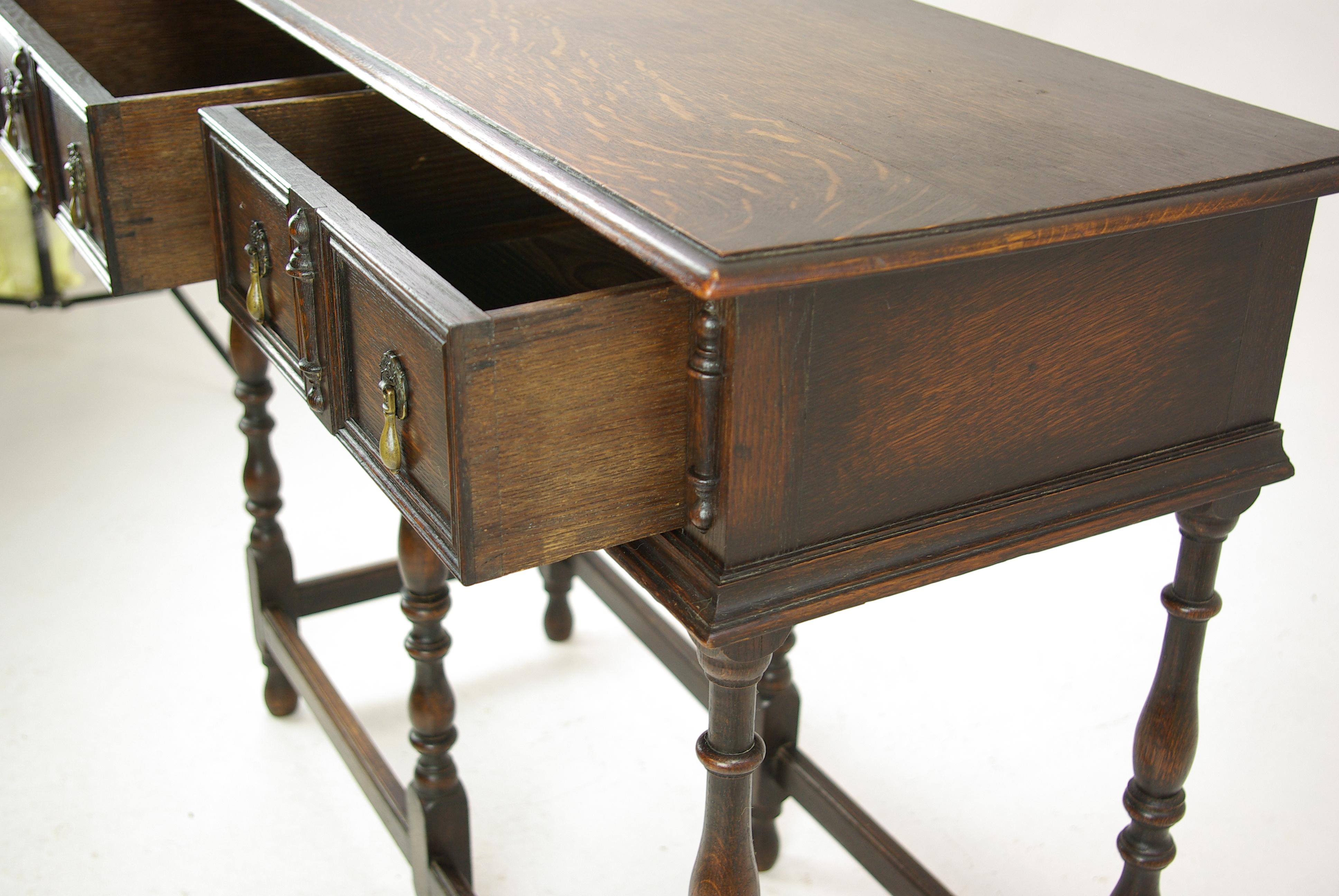 Antique Oak Hall Table, Serving Table, Dresser Table, Tiger Oak, 1920, B1249 (Handgefertigt)