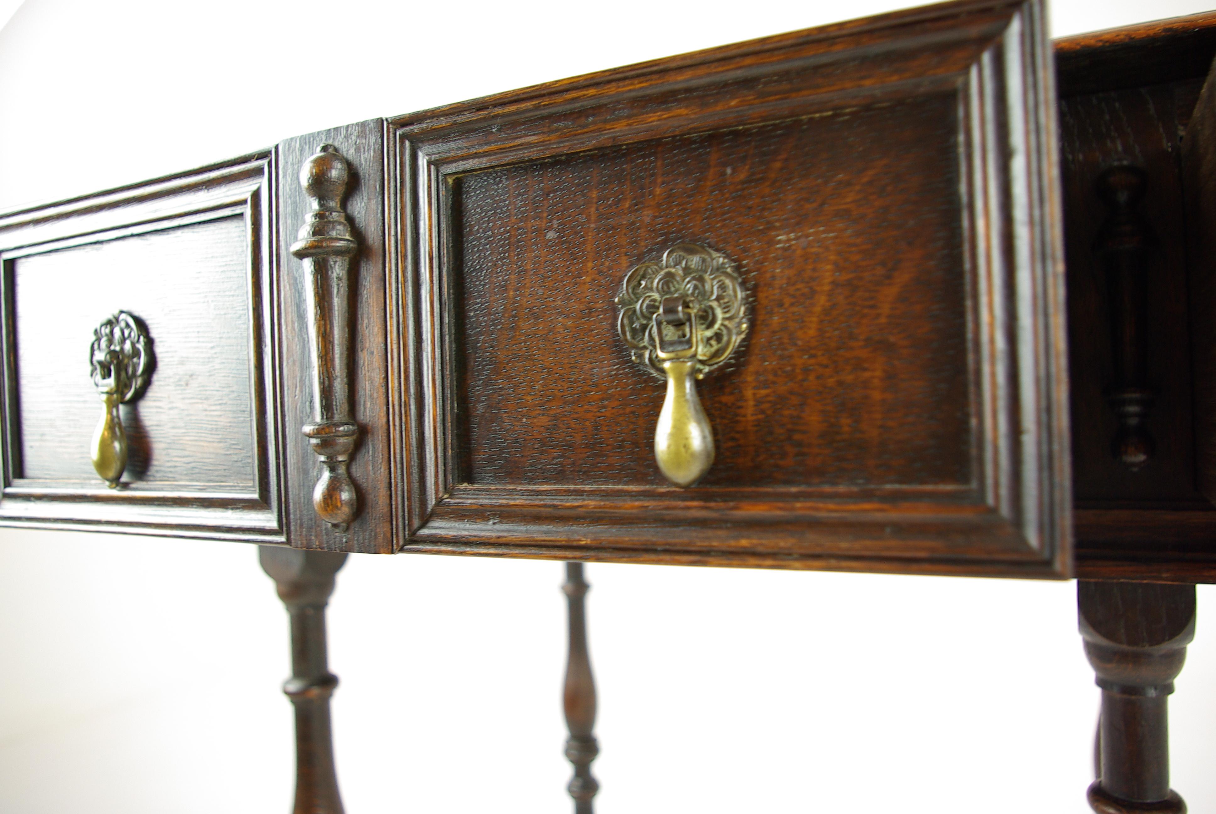 Antique Oak Hall Table, Serving Table, Dresser Table, Tiger Oak, 1920, B1249 (Frühes 20. Jahrhundert)