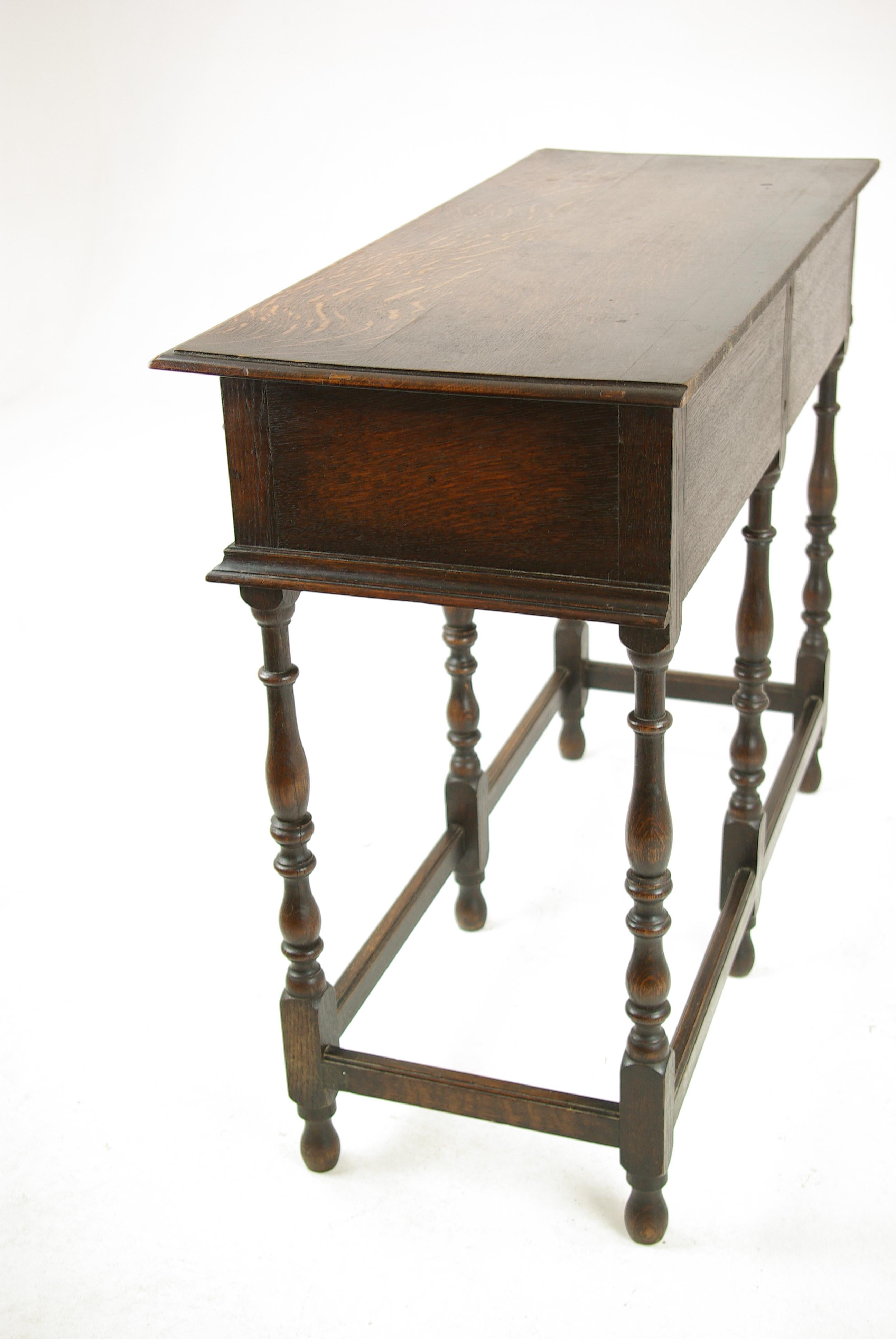Antique Oak Hall Table, Serving Table, Dresser Table, Tiger Oak, 1920, B1249 2