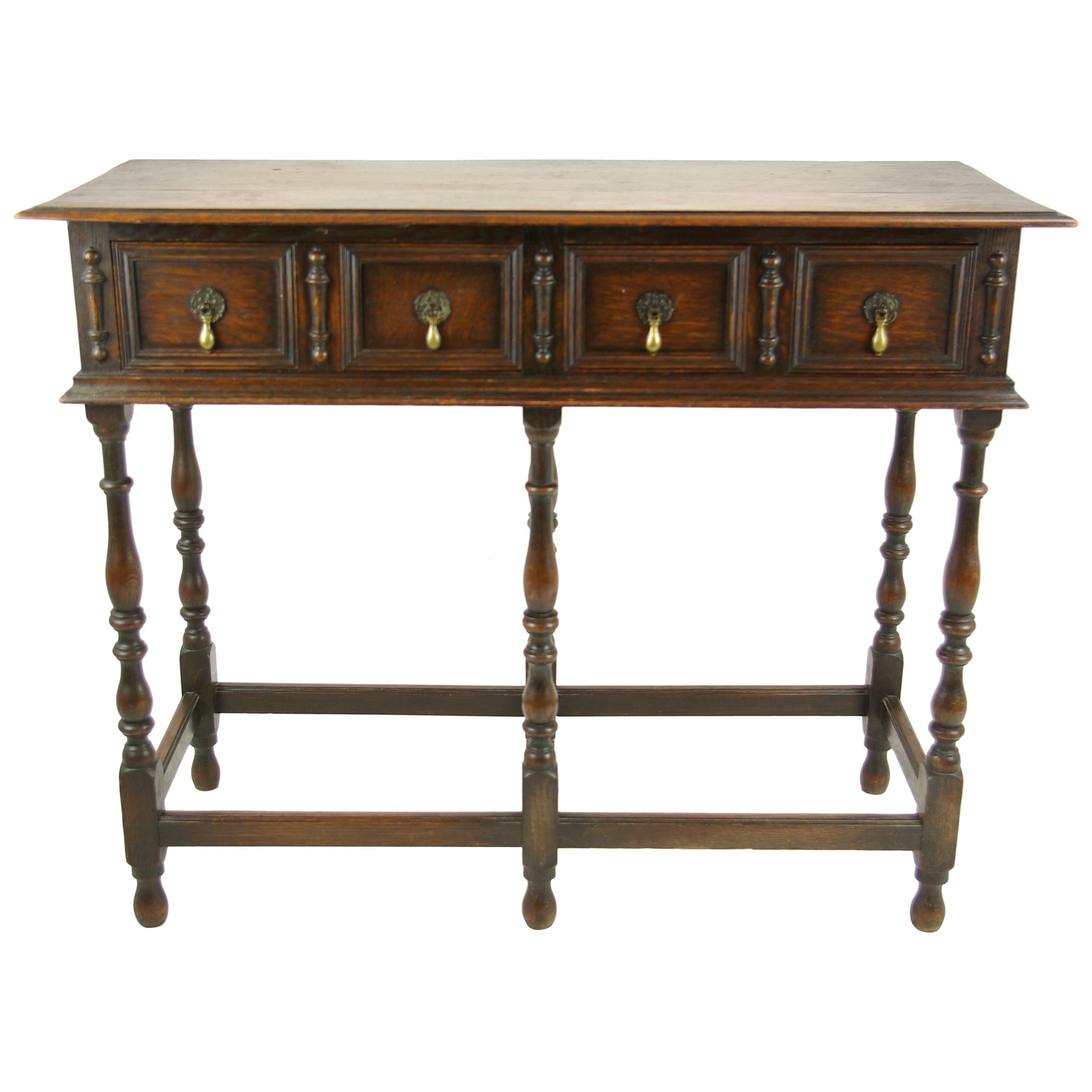 Antique Oak Hall Table, Serving Table, Dresser Table, Tiger Oak, 1920, B1249