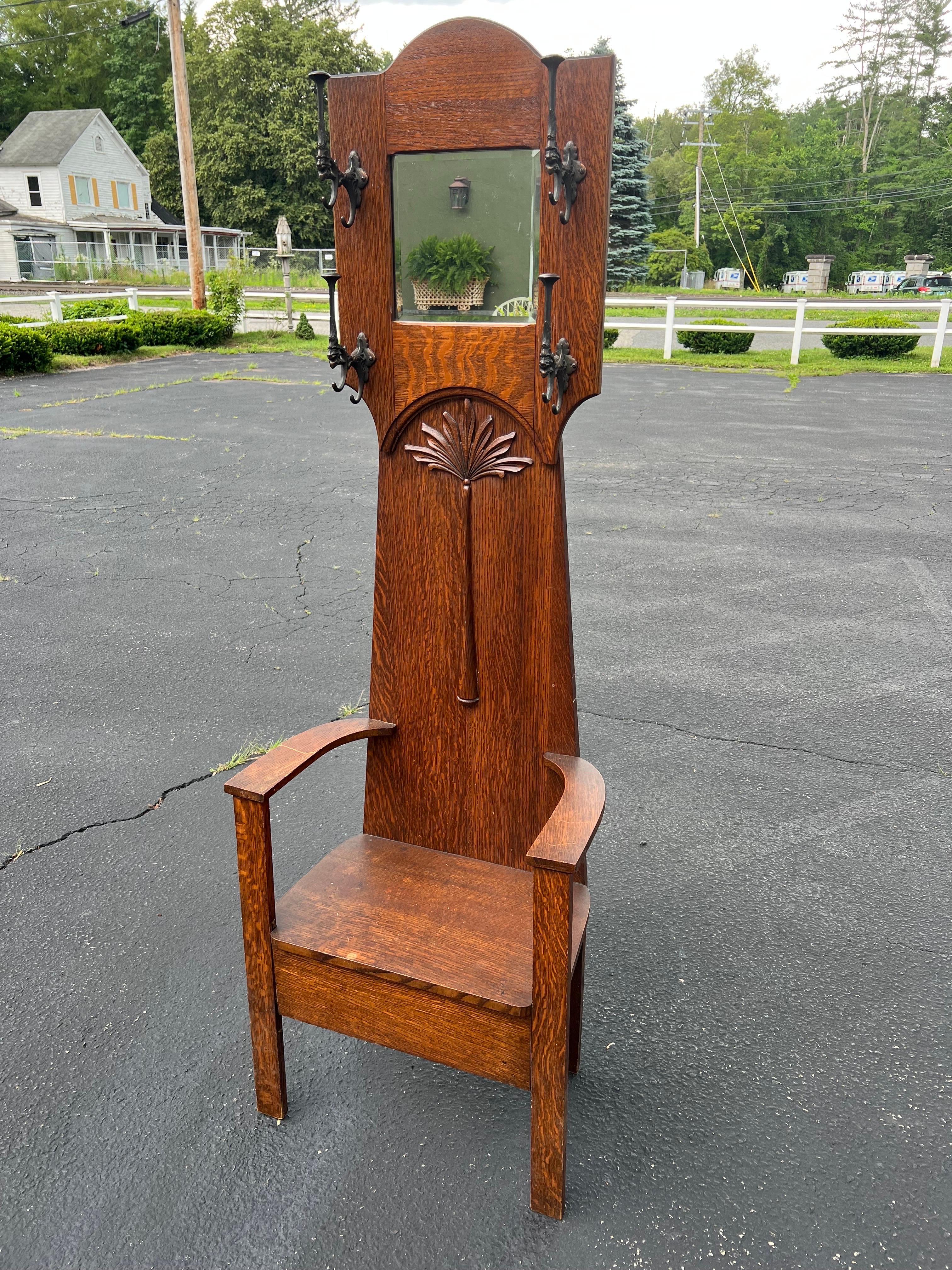 antique hall chair with mirror