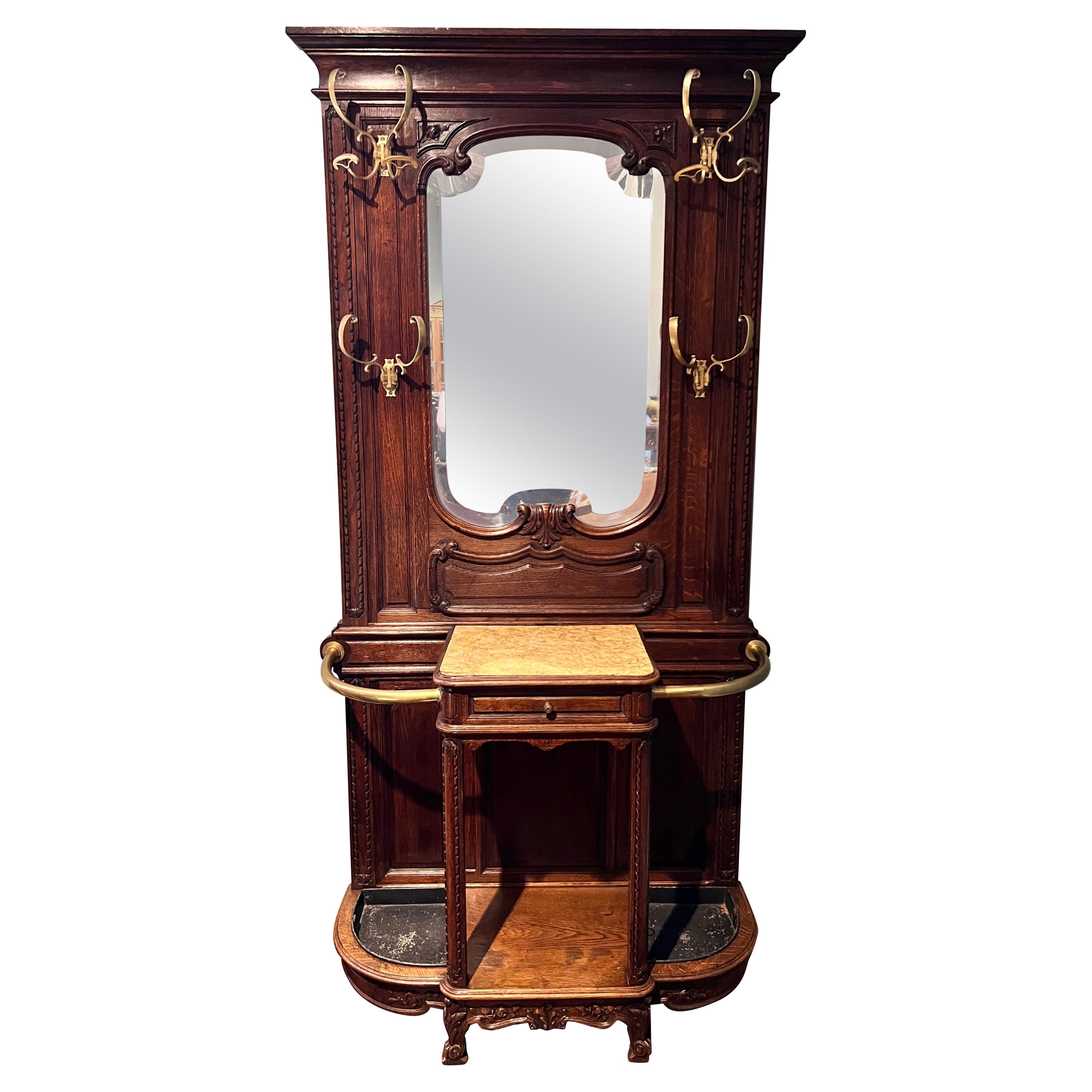 Antique Oak Hall Tree circa 1920