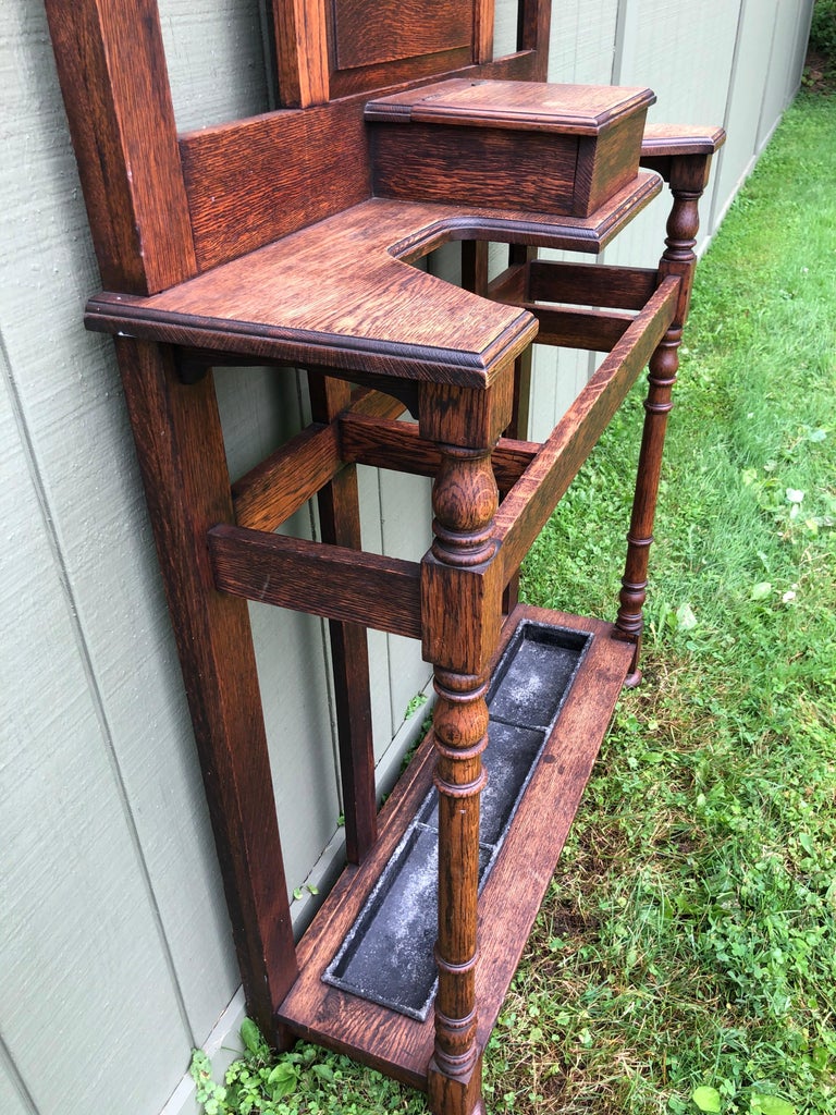 On SaleAntique Oak Hall Tree with Mirror at 1stDibs antique hall
