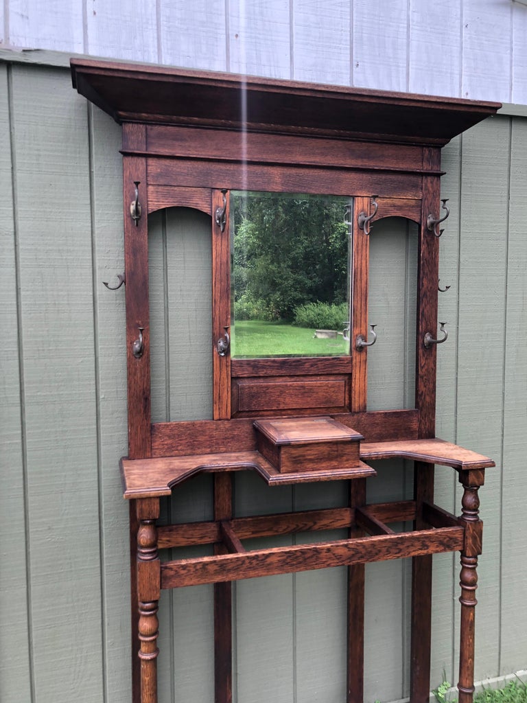 On SaleAntique Oak Hall Tree with Mirror at 1stDibs antique hall