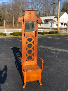 Antique Oak Hall Tree with Storage