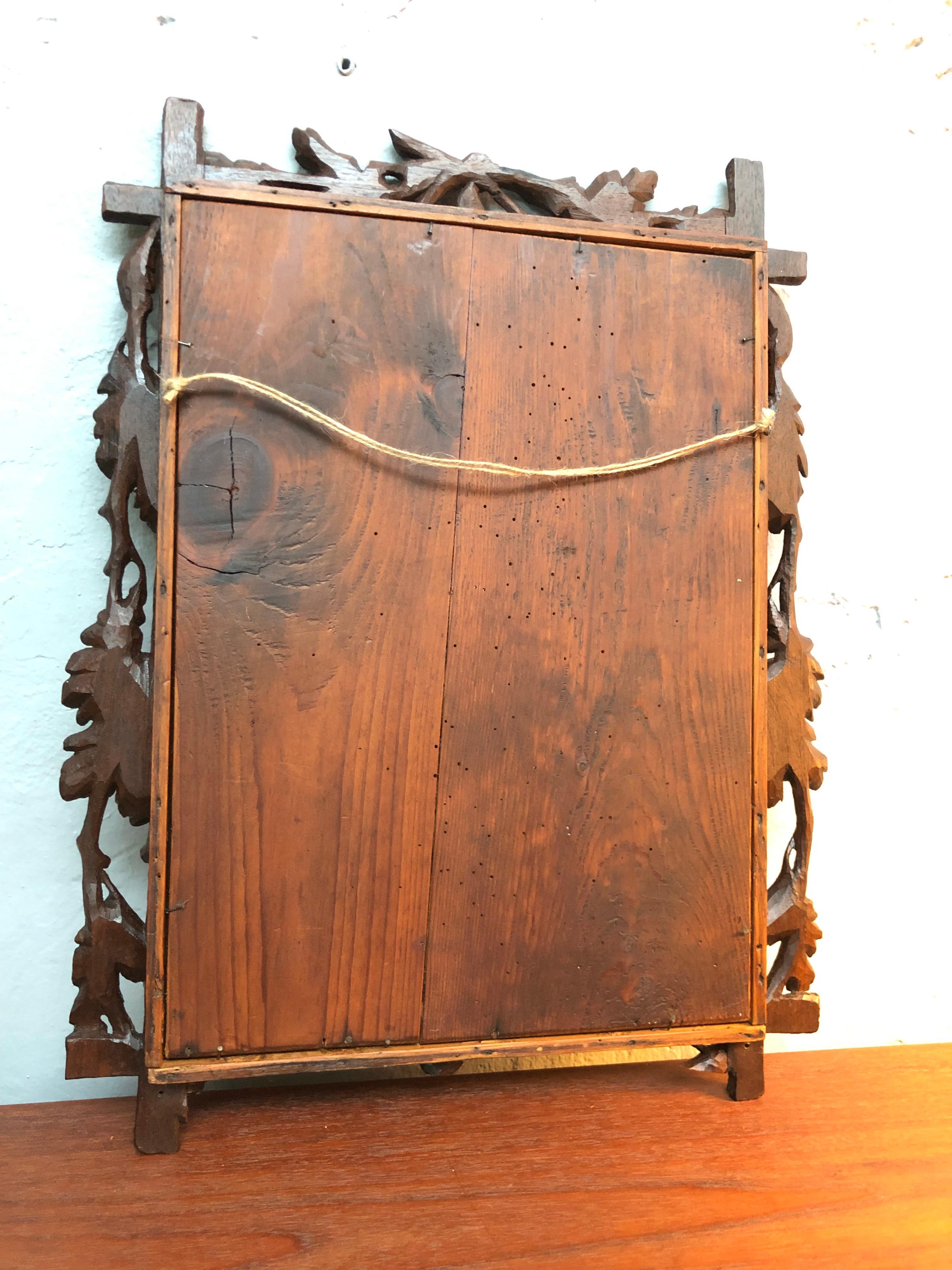 Antique Oak Hand Carved Victorian Wall Mirror For Sale 2