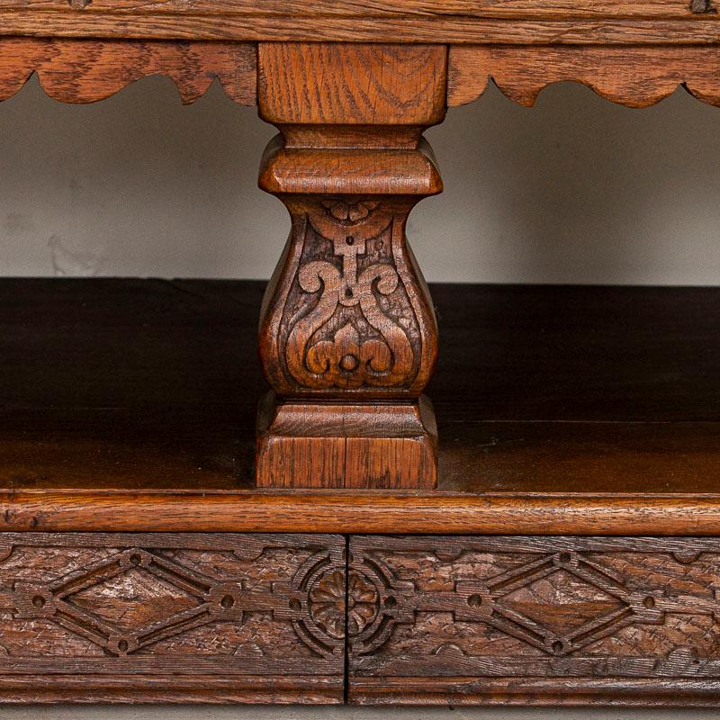 Antique Oak Heavily Carved Sideboard Buffet 5