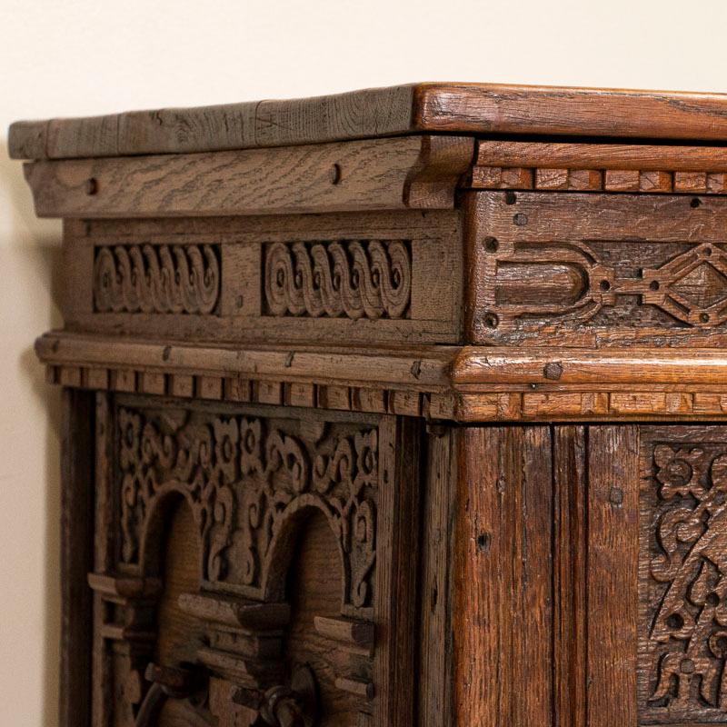 Antique Oak Heavily Carved Sideboard Buffet 6