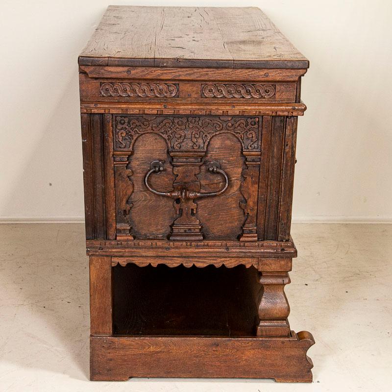 18th Century Antique Oak Heavily Carved Sideboard Buffet