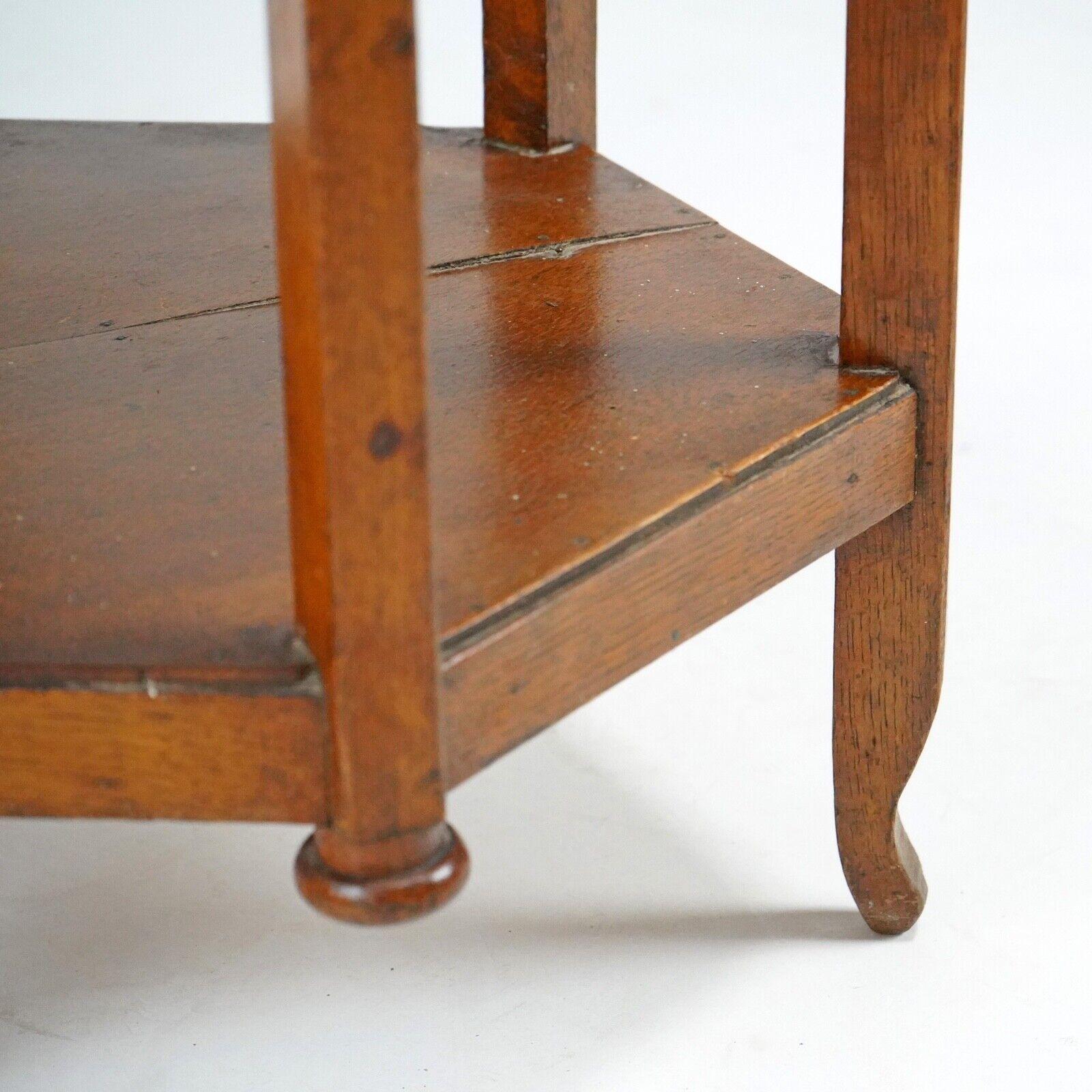 Antique Oak Hexagonal Cubist Parquetry Top Side Table - Country House In Good Condition For Sale In Dorchester, GB