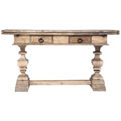 Antique Oak Hinged Top Console Table