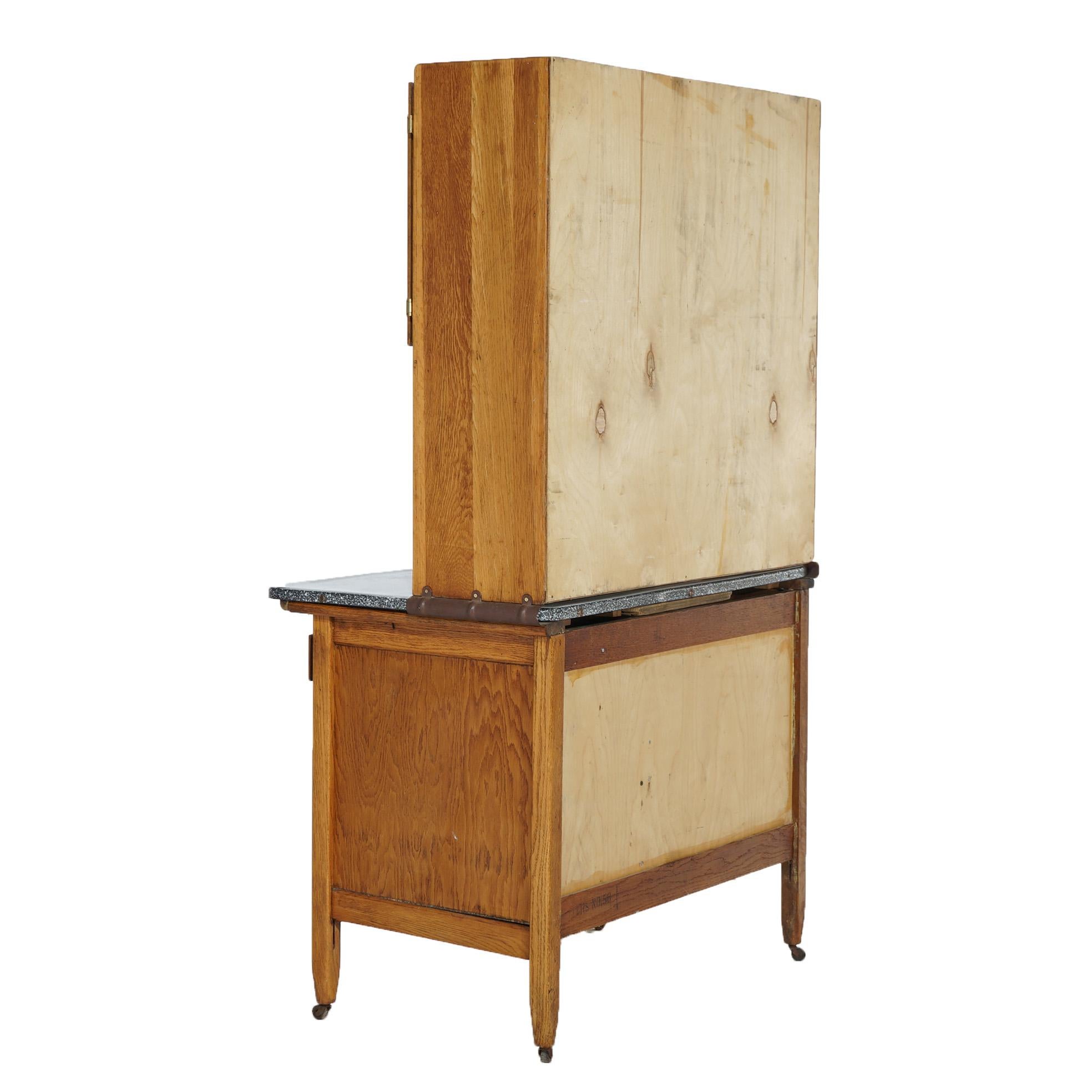 Antique Oak Hoosier Kitchen Cabinet C1920 3