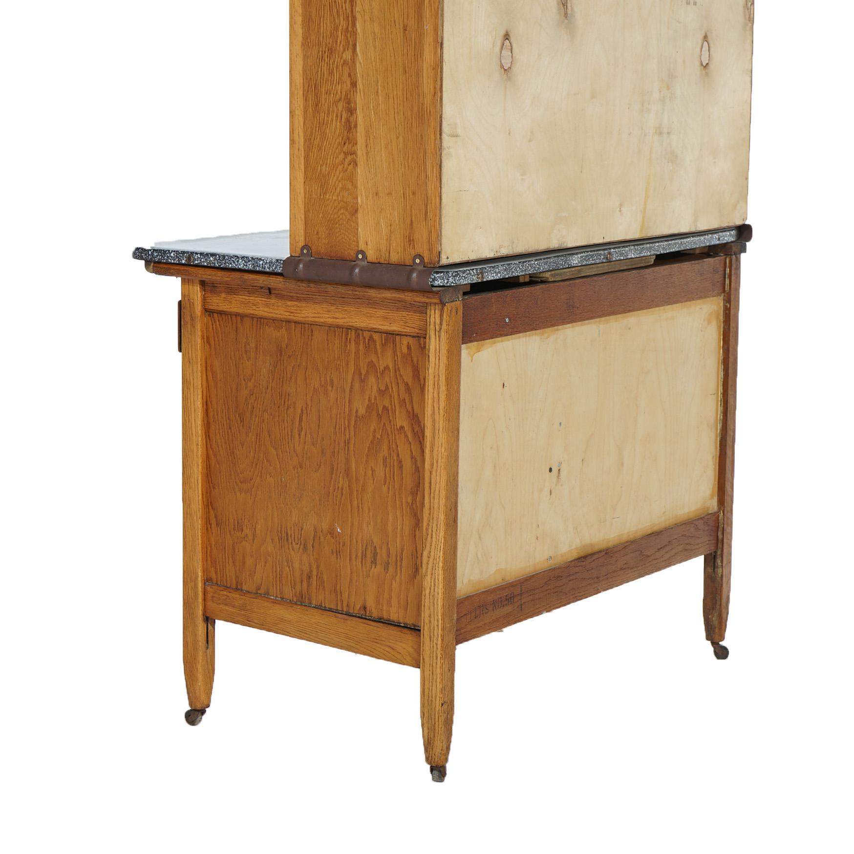 Antique Oak Hoosier Kitchen Cabinet C1920 4