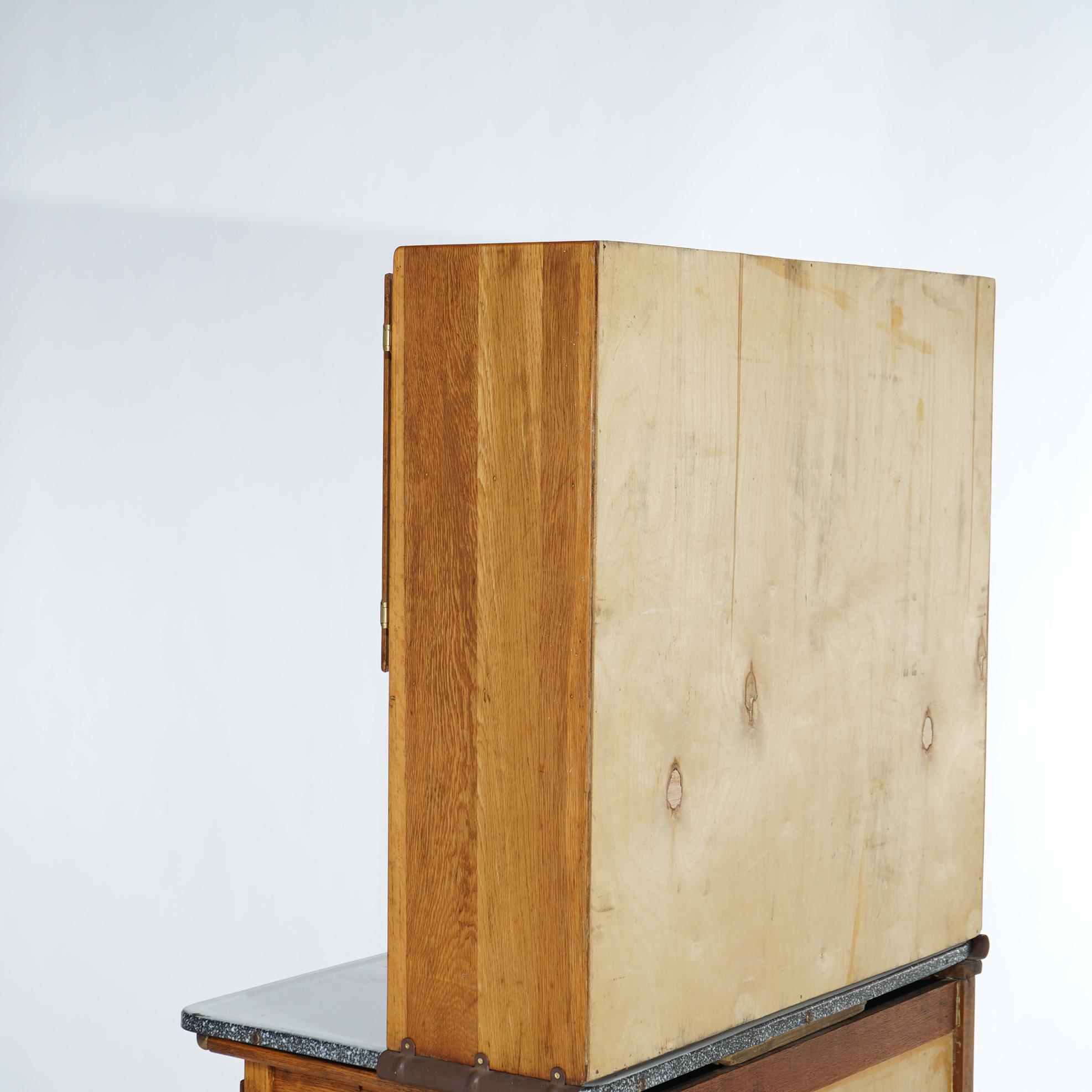 Antique Oak Hoosier Kitchen Cabinet C1920 6