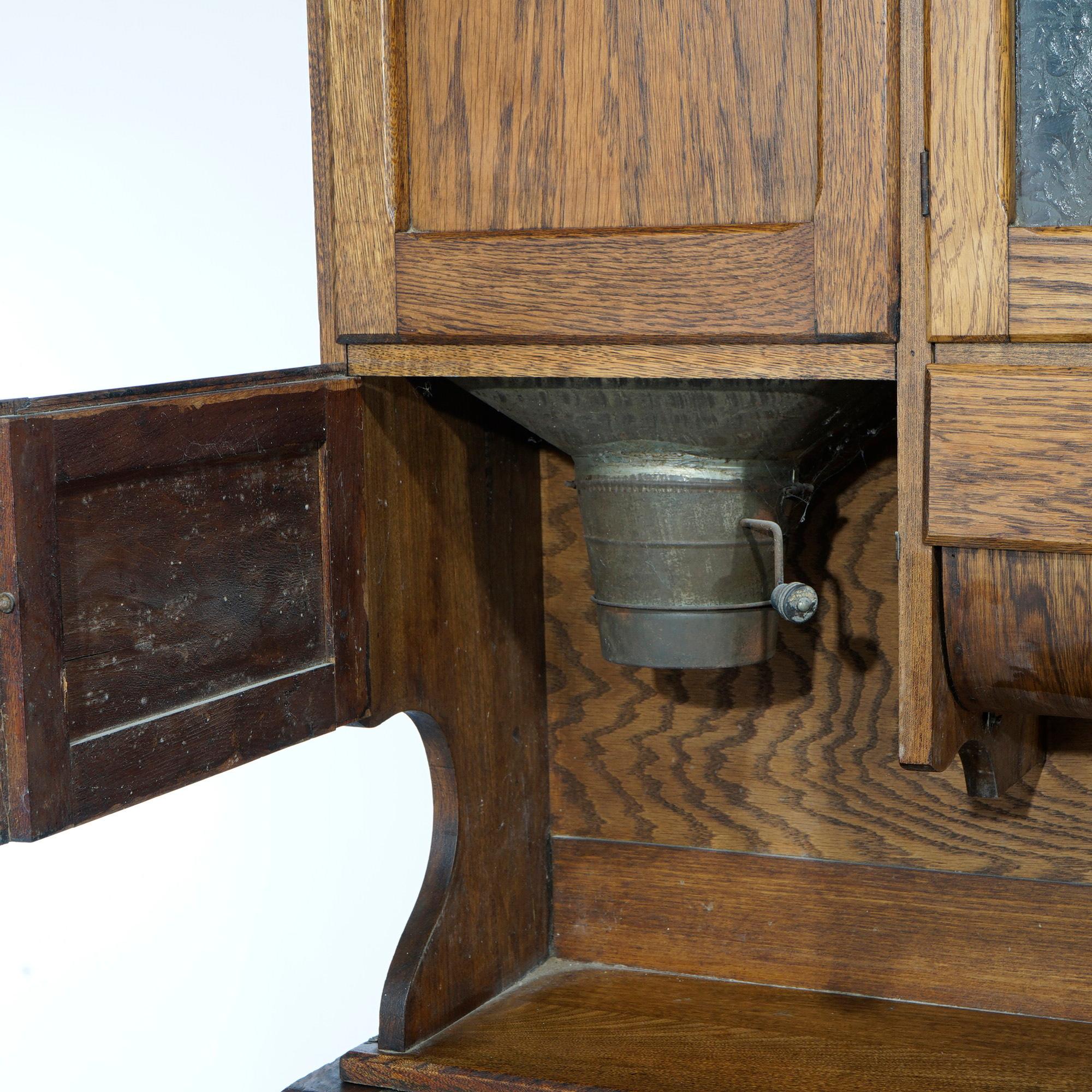 Antique Oak Hoosier Kitchen Cabinet Circa 1900 2