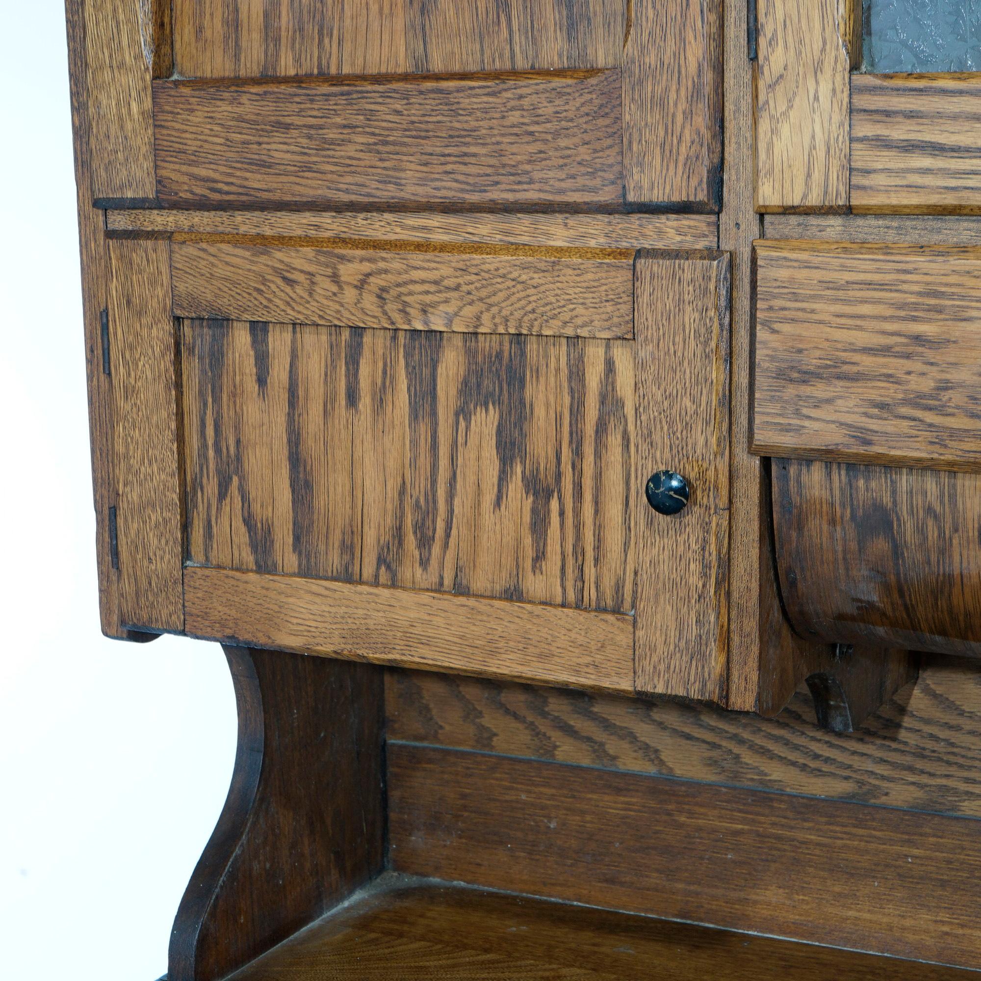 Antique Oak Hoosier Kitchen Cabinet Circa 1900 3