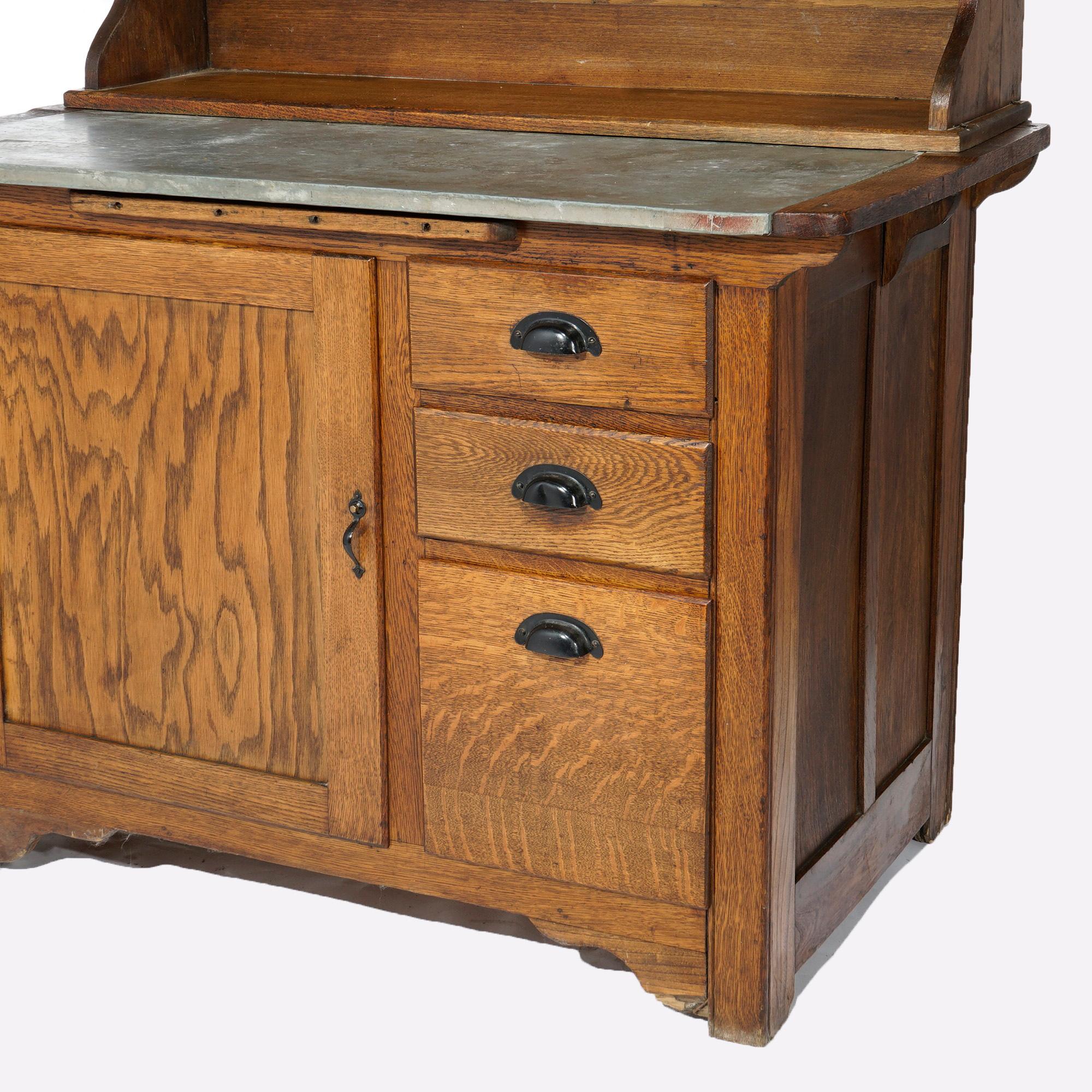 Antique Oak Hoosier Kitchen Cabinet Circa 1900 6