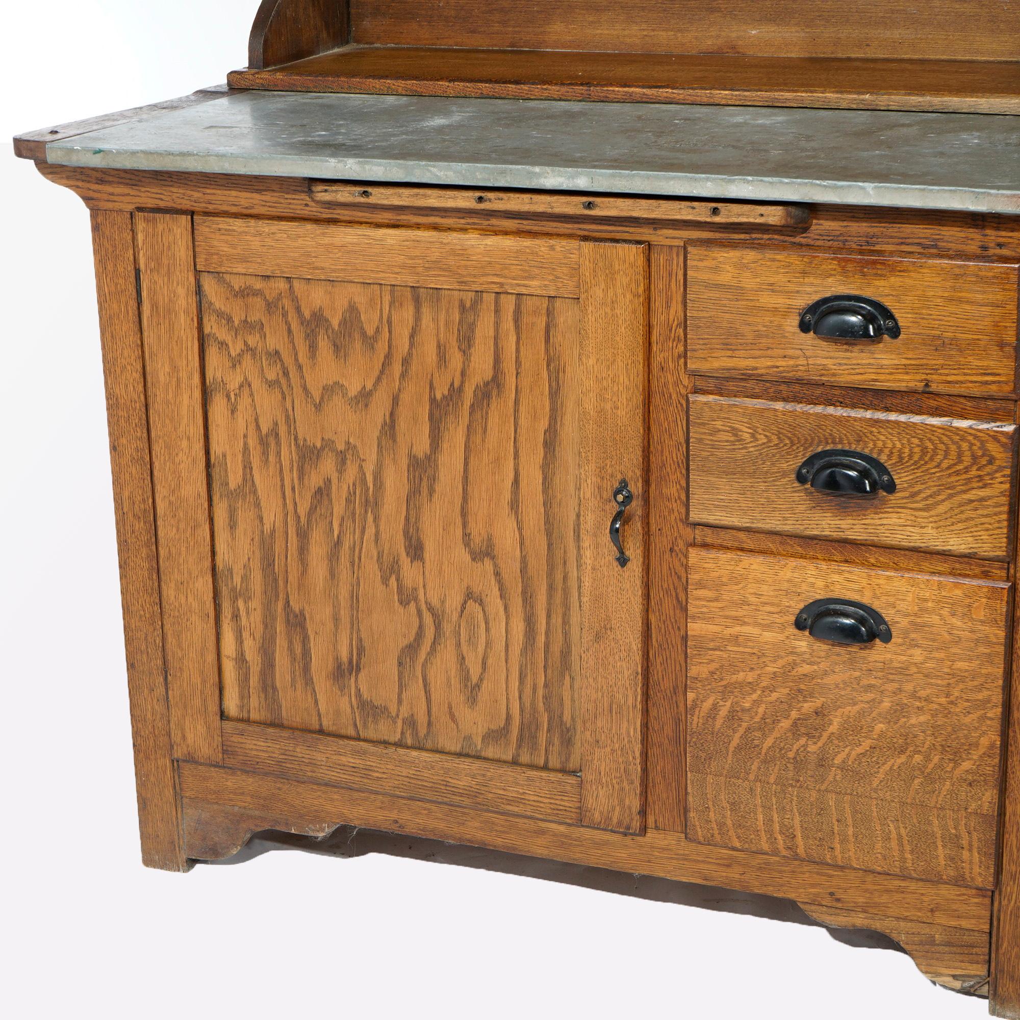 Antique Oak Hoosier Kitchen Cabinet Circa 1900 7