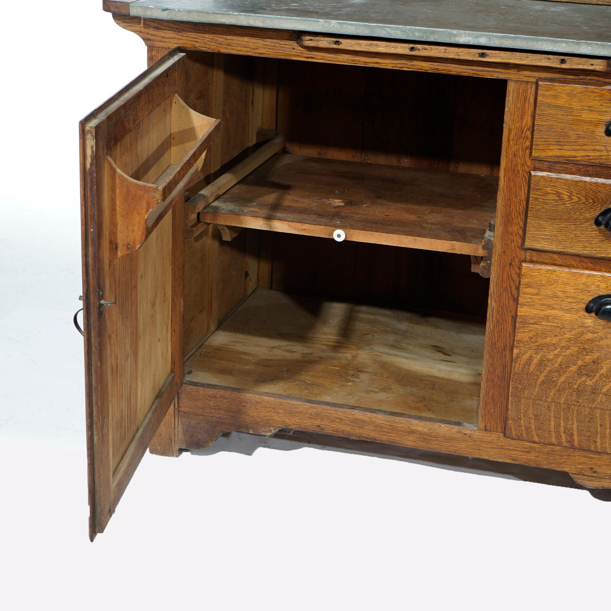Antique Oak Hoosier Kitchen Cabinet Circa 1900 10