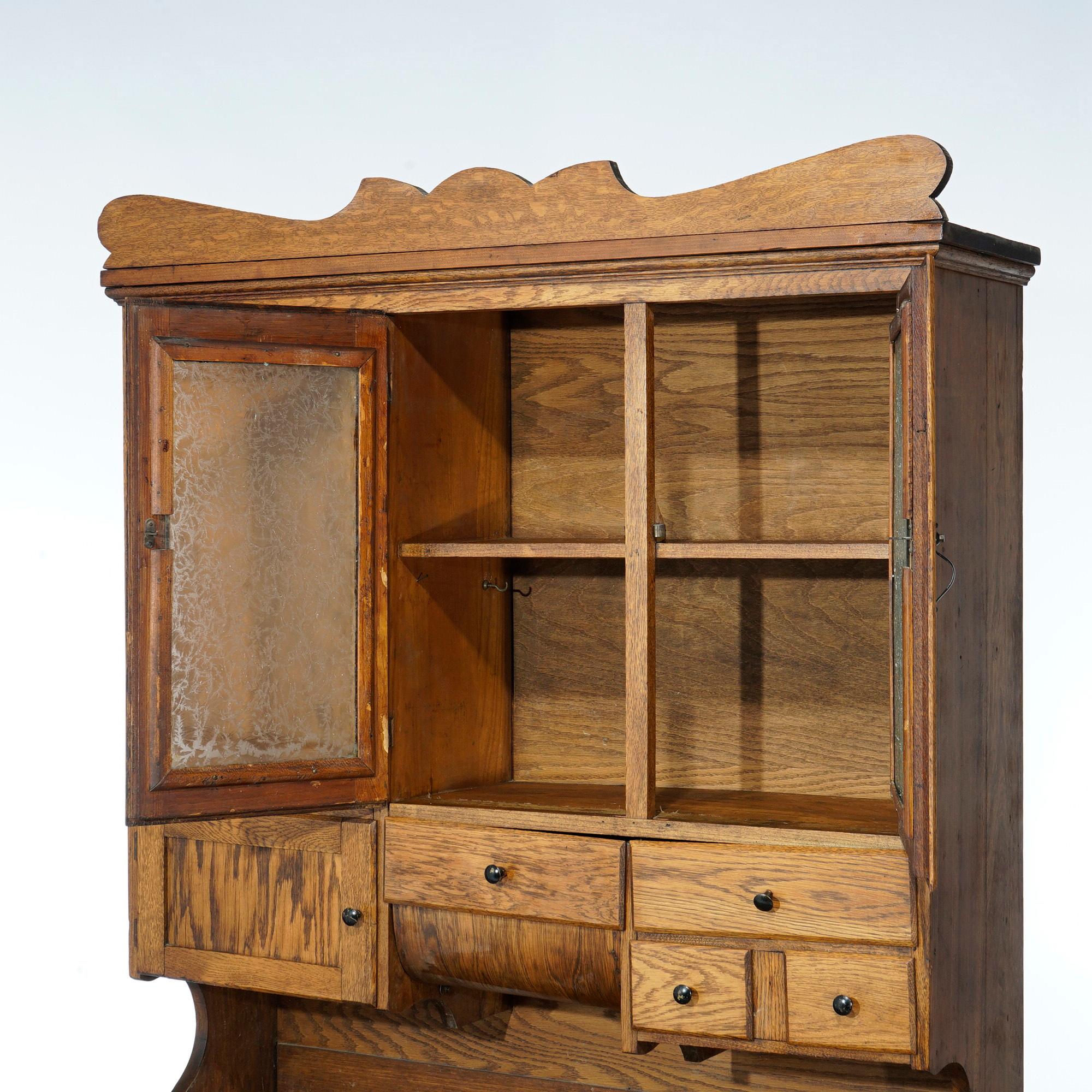 American Antique Oak Hoosier Kitchen Cabinet Circa 1900