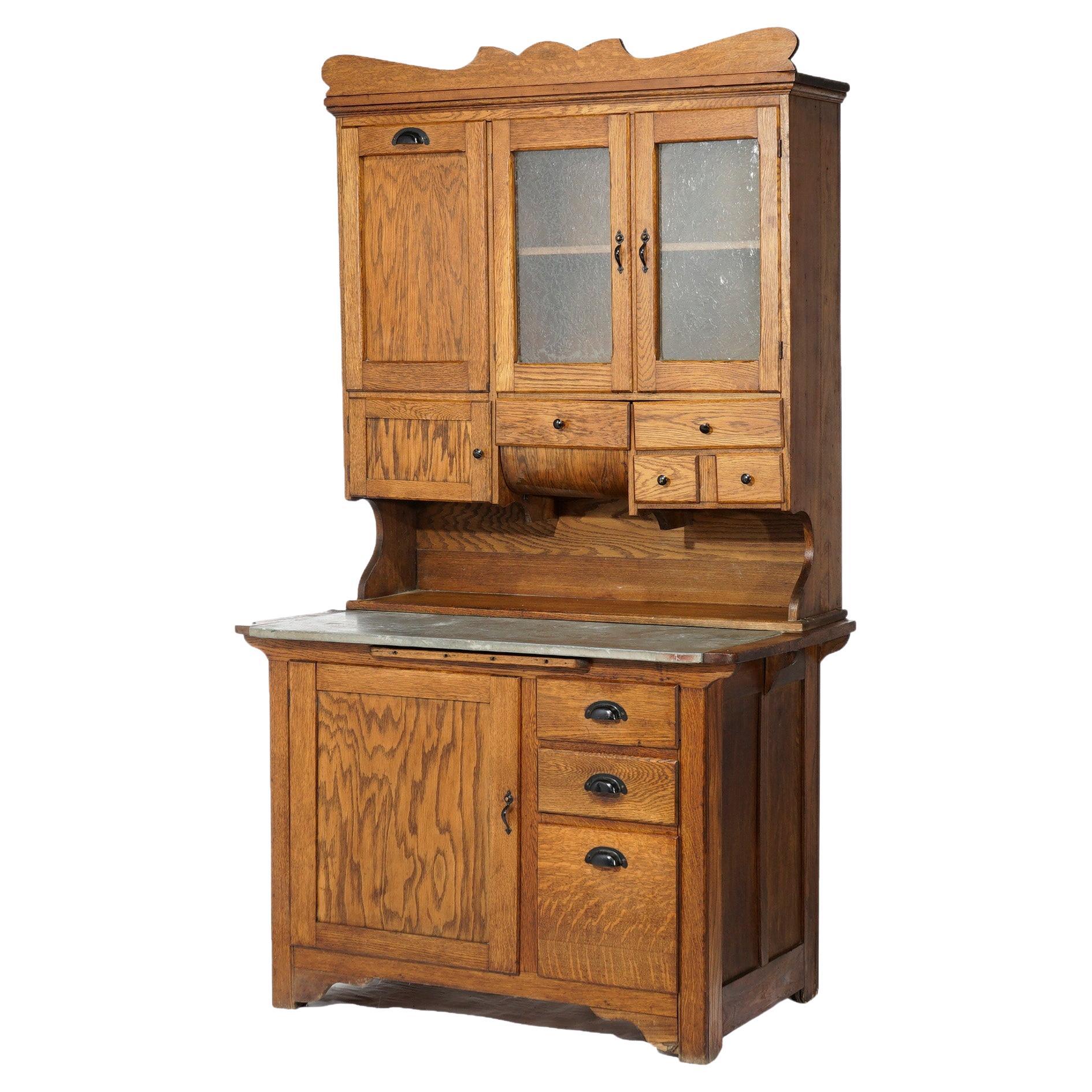 Antique Oak Hoosier Kitchen Cabinet Circa 1900