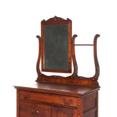Antique Oak Hotel Wash Stand With Mirror C1920