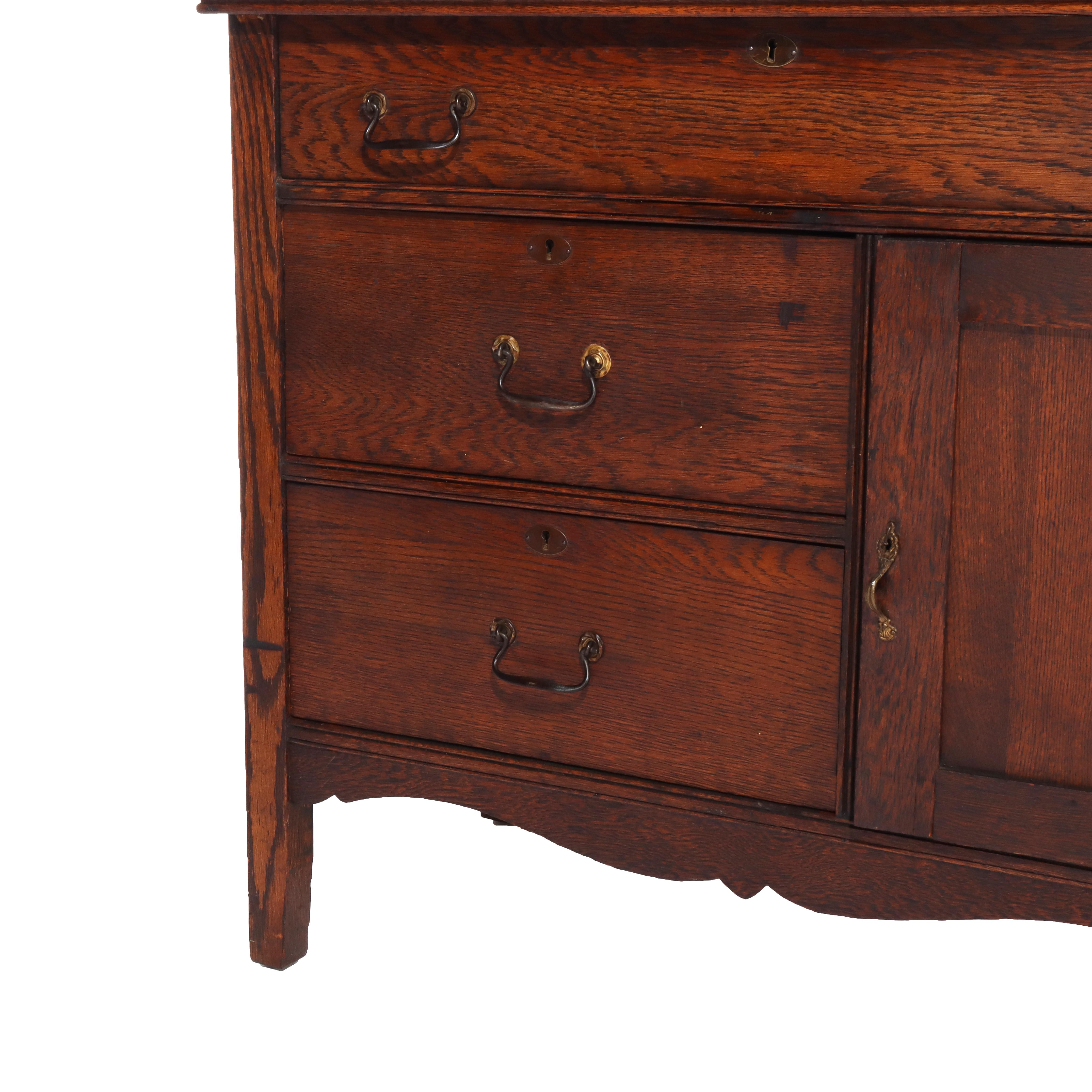 Lavabo De Hotel Antiguo De Roble Con Espejo C1920 en venta 1