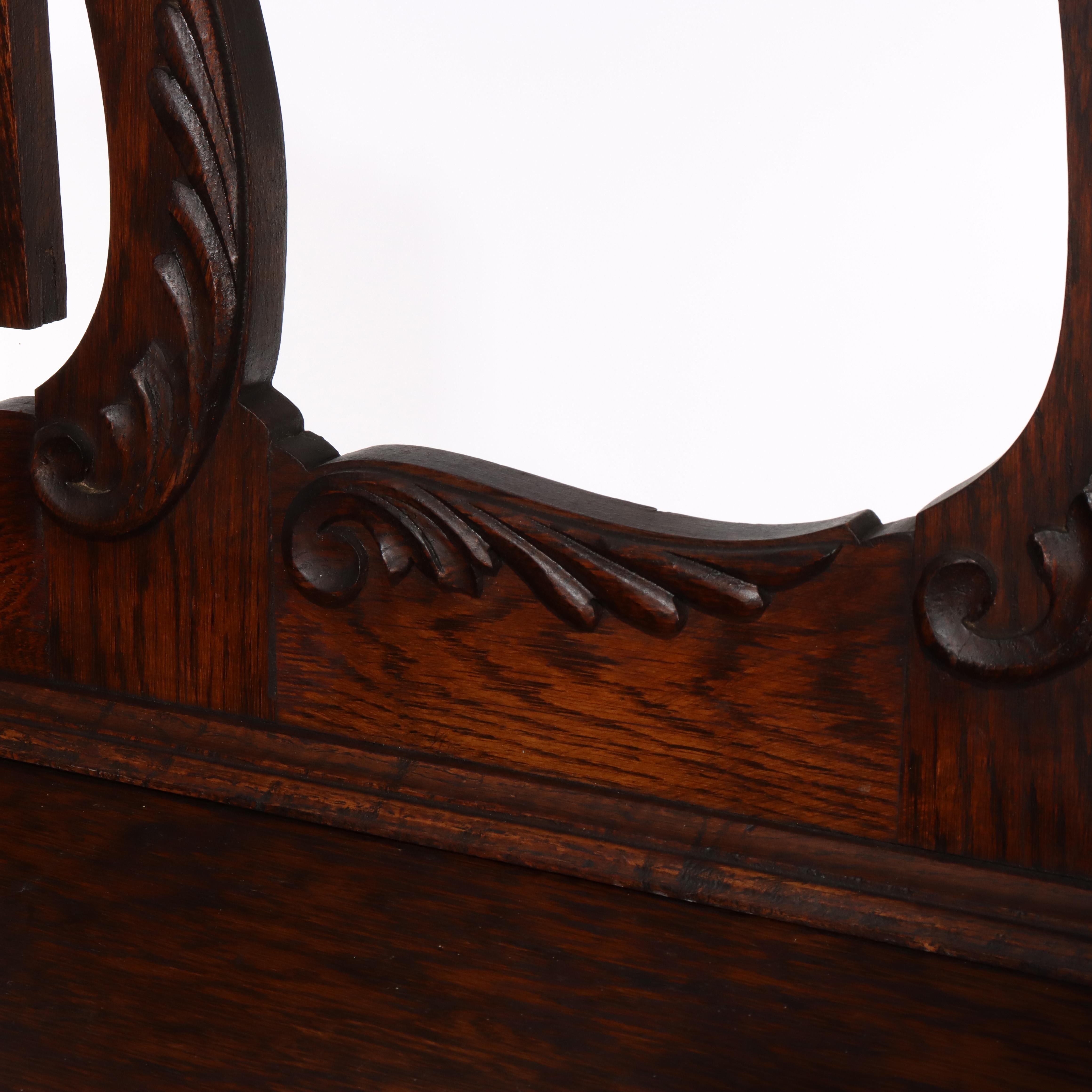 Lavabo De Hotel Antiguo De Roble Con Espejo C1920 en venta 2