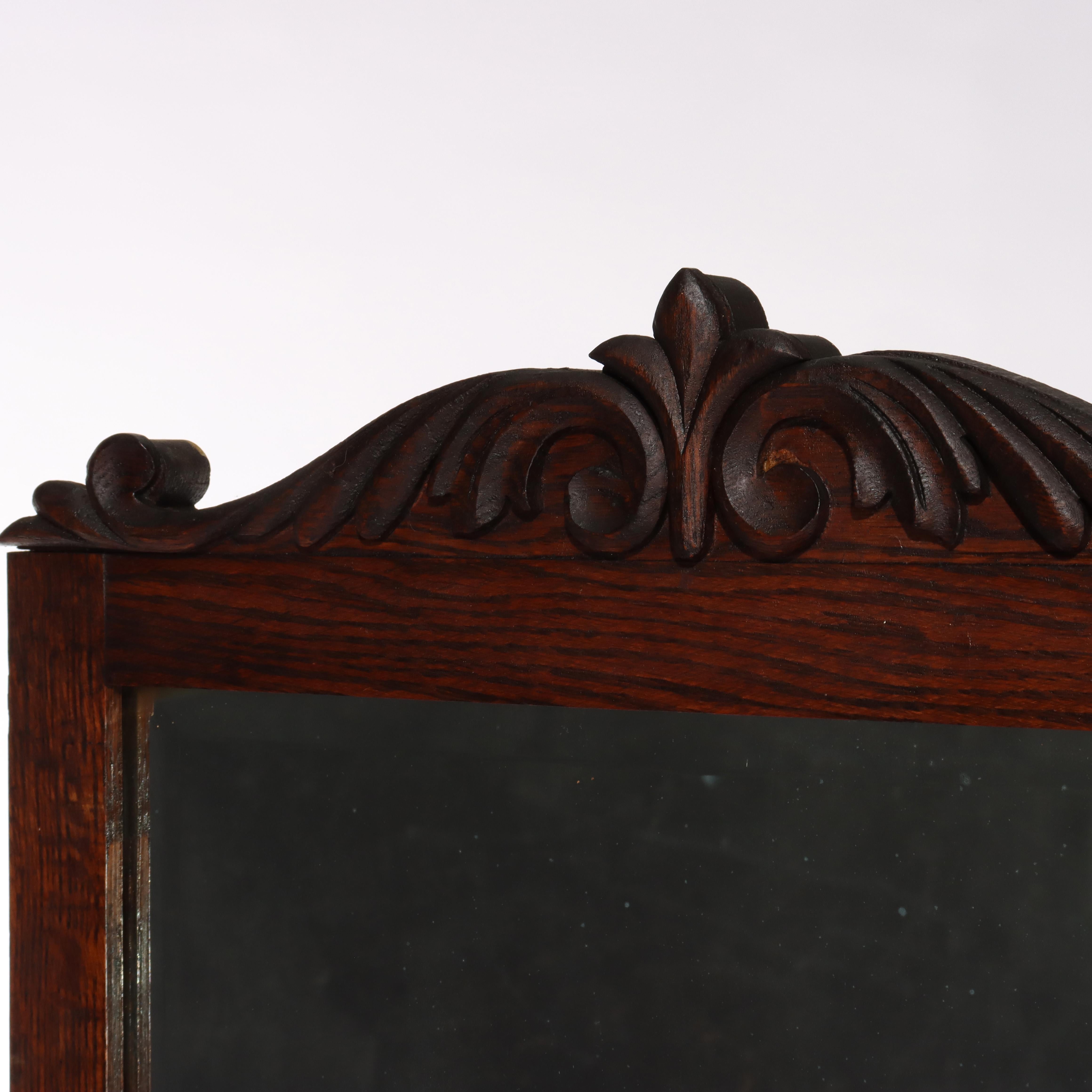 Lavabo De Hotel Antiguo De Roble Con Espejo C1920 en venta 4