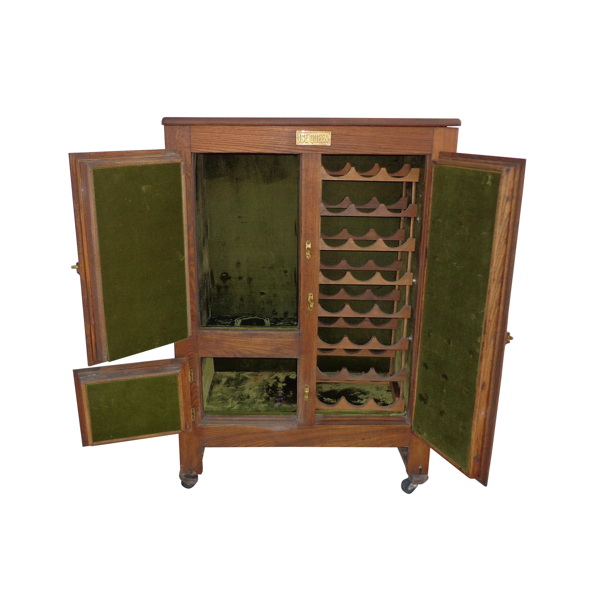 Antique Oak Ice Box Wine Cabinet by Ice Queen 1